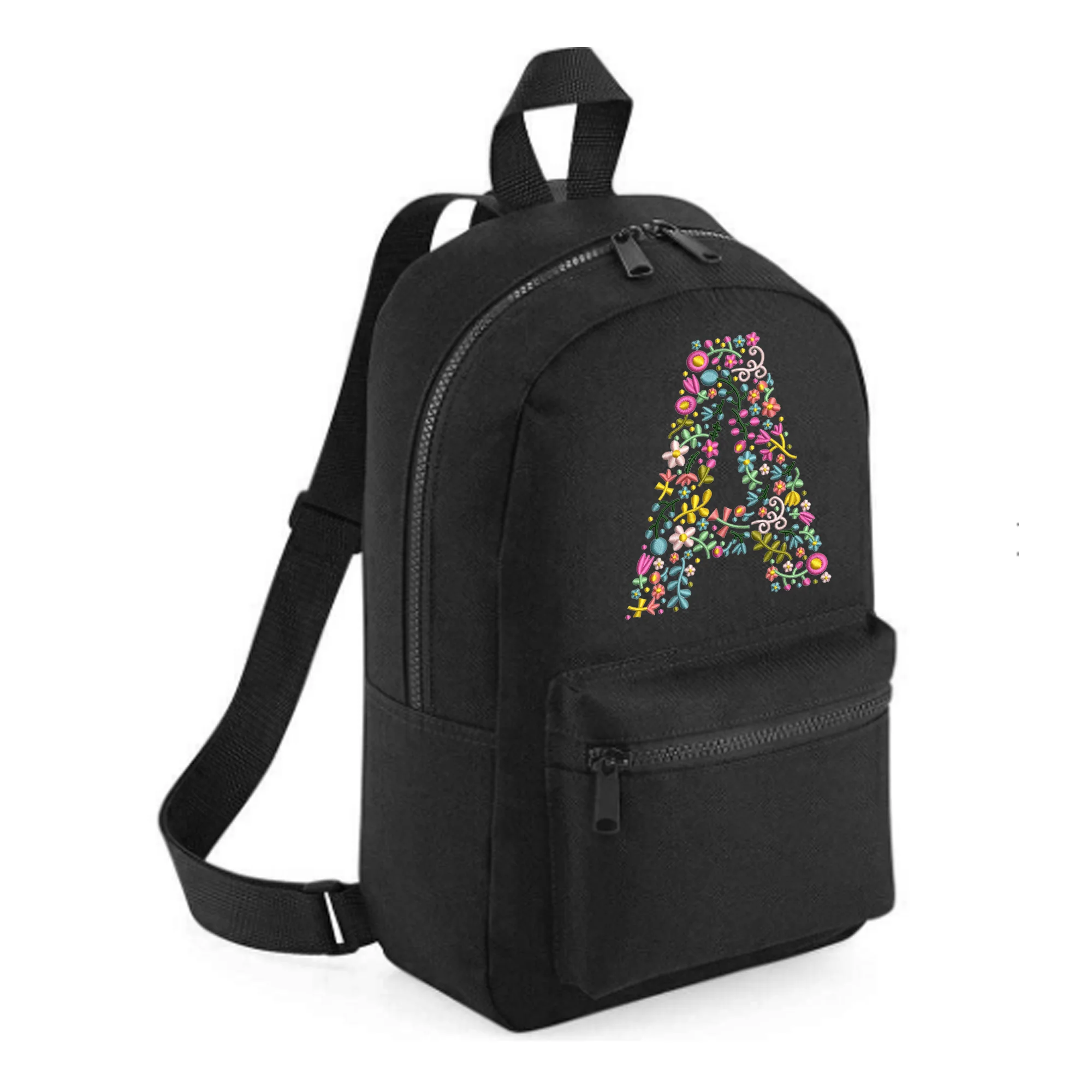 Personalised Embroidered Initial Small 7L Kids Backpack - Floral Design - Image 9