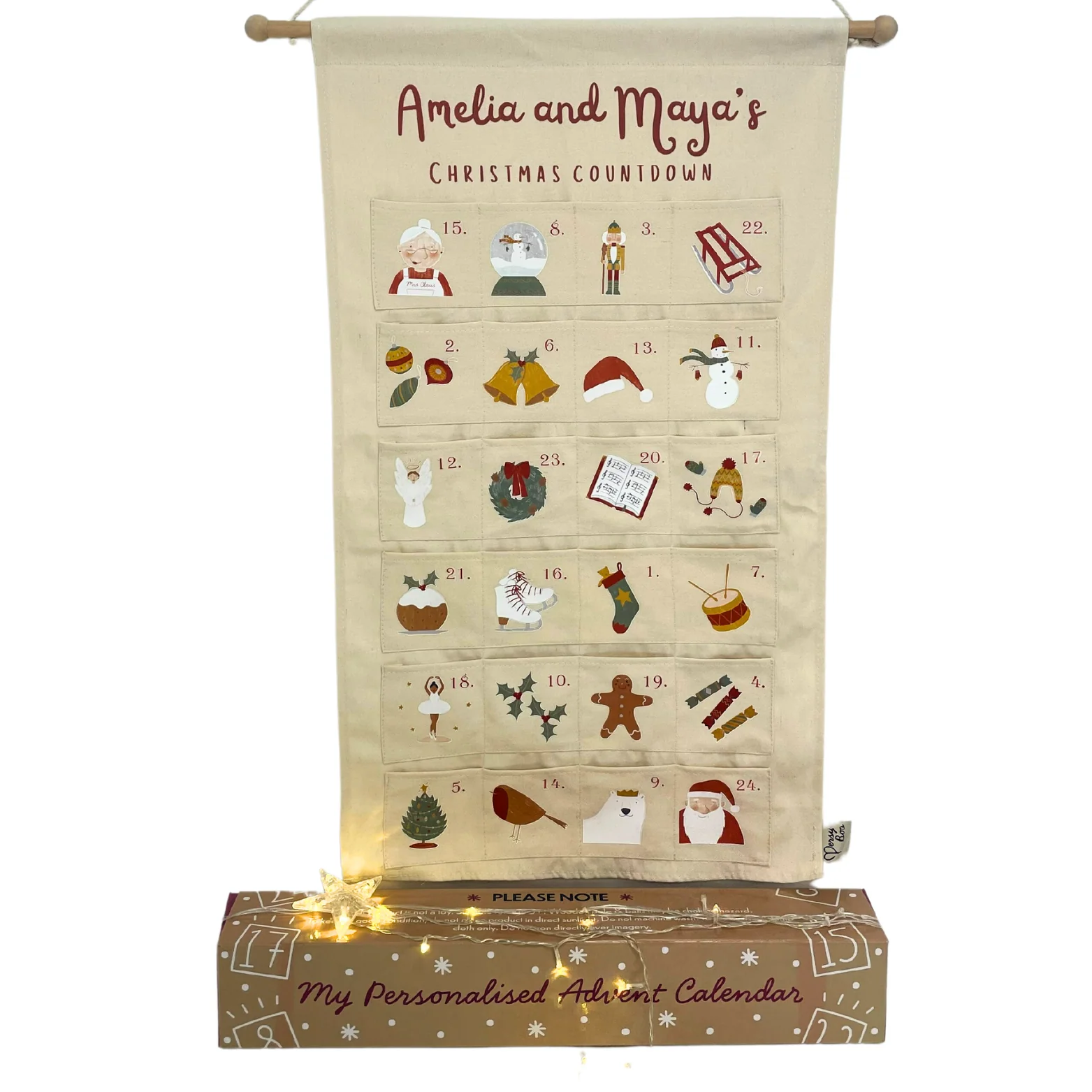 Personalised Fabric Christmas Advent Calendar - Christmas Countdown Calendar - Image 3