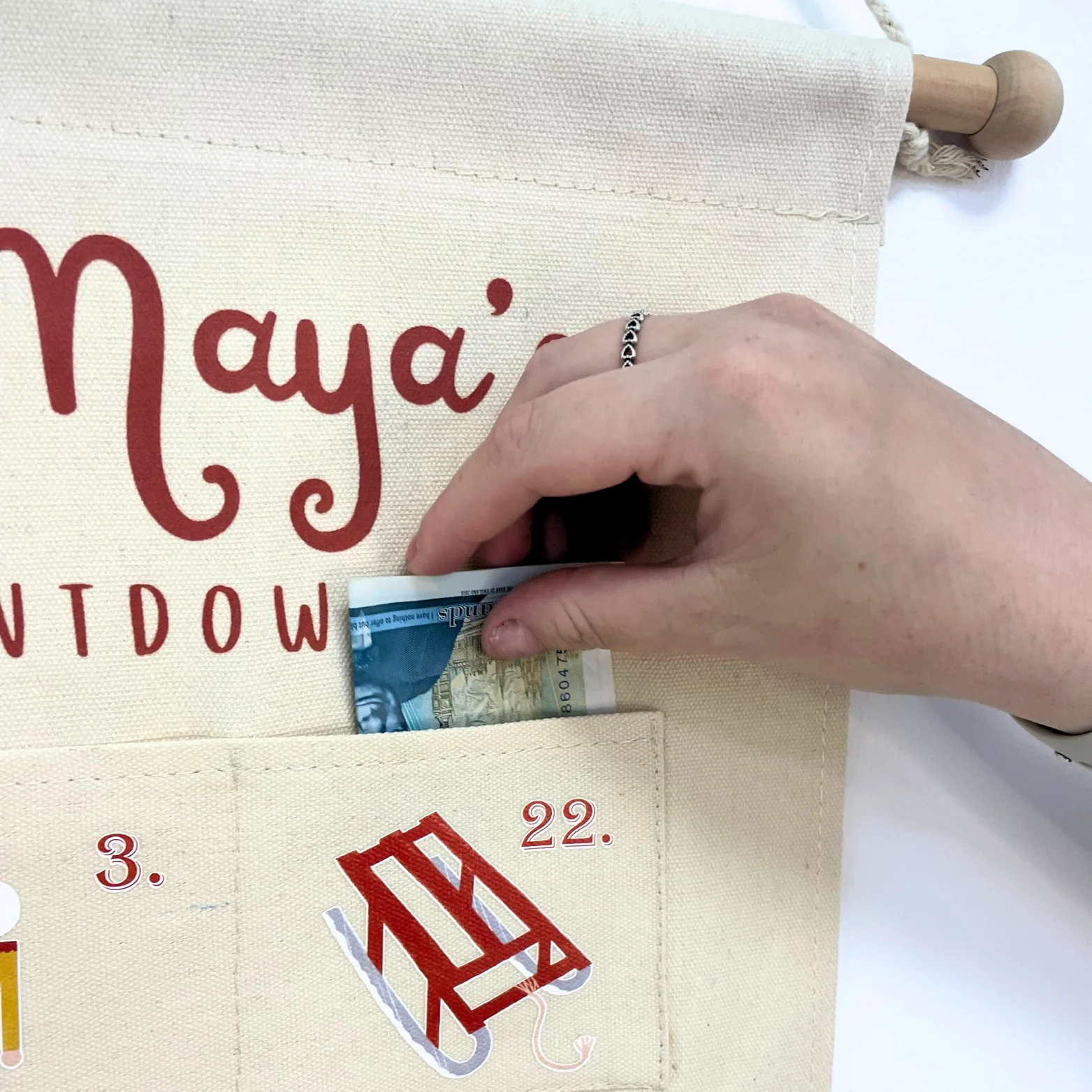 Personalised Fabric Christmas Advent Calendar - Christmas Countdown Calendar - Image 5