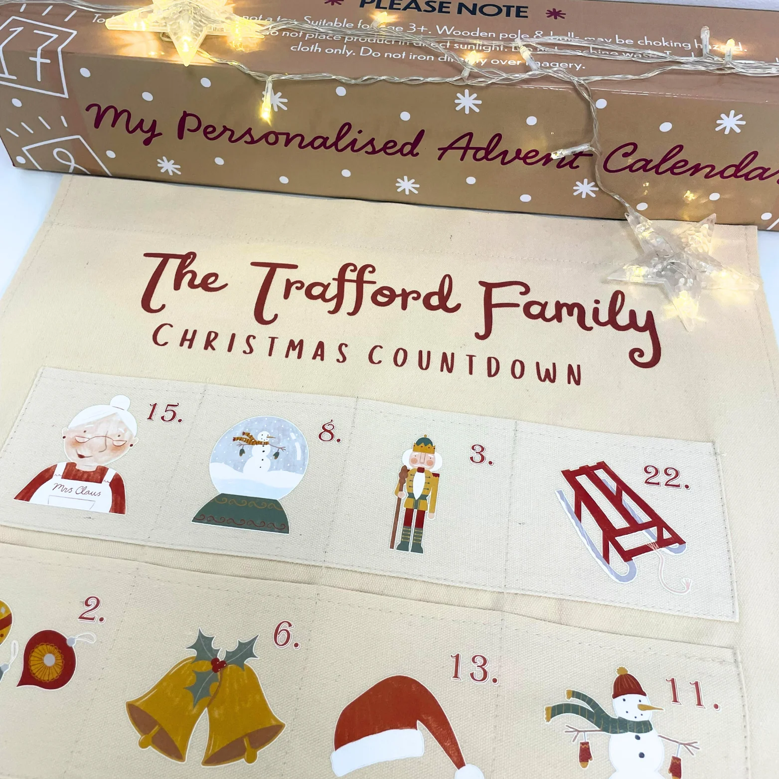 Personalised Fabric Christmas Advent Calendar - Christmas Countdown Calendar - Image 6