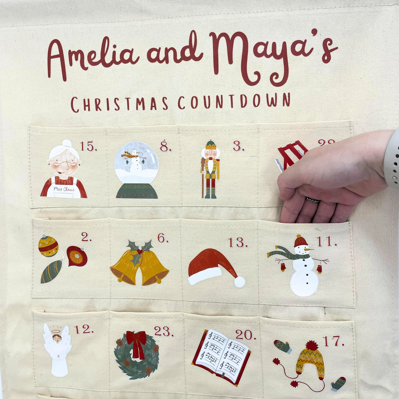Personalised Fabric Christmas Advent Calendar - Christmas Countdown Calendar - Image 7