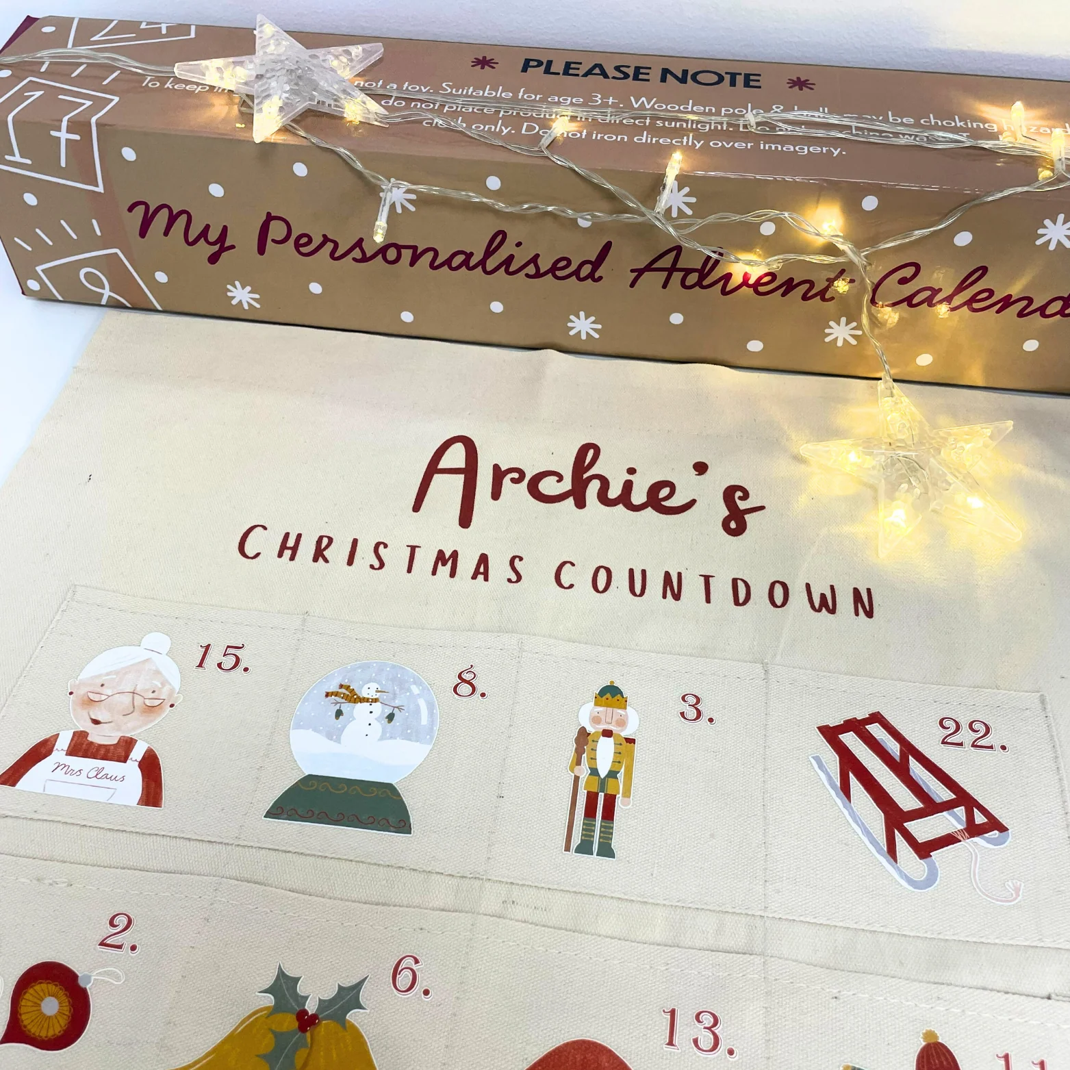 Personalised Fabric Christmas Advent Calendar - Christmas Countdown Calendar - Image 8