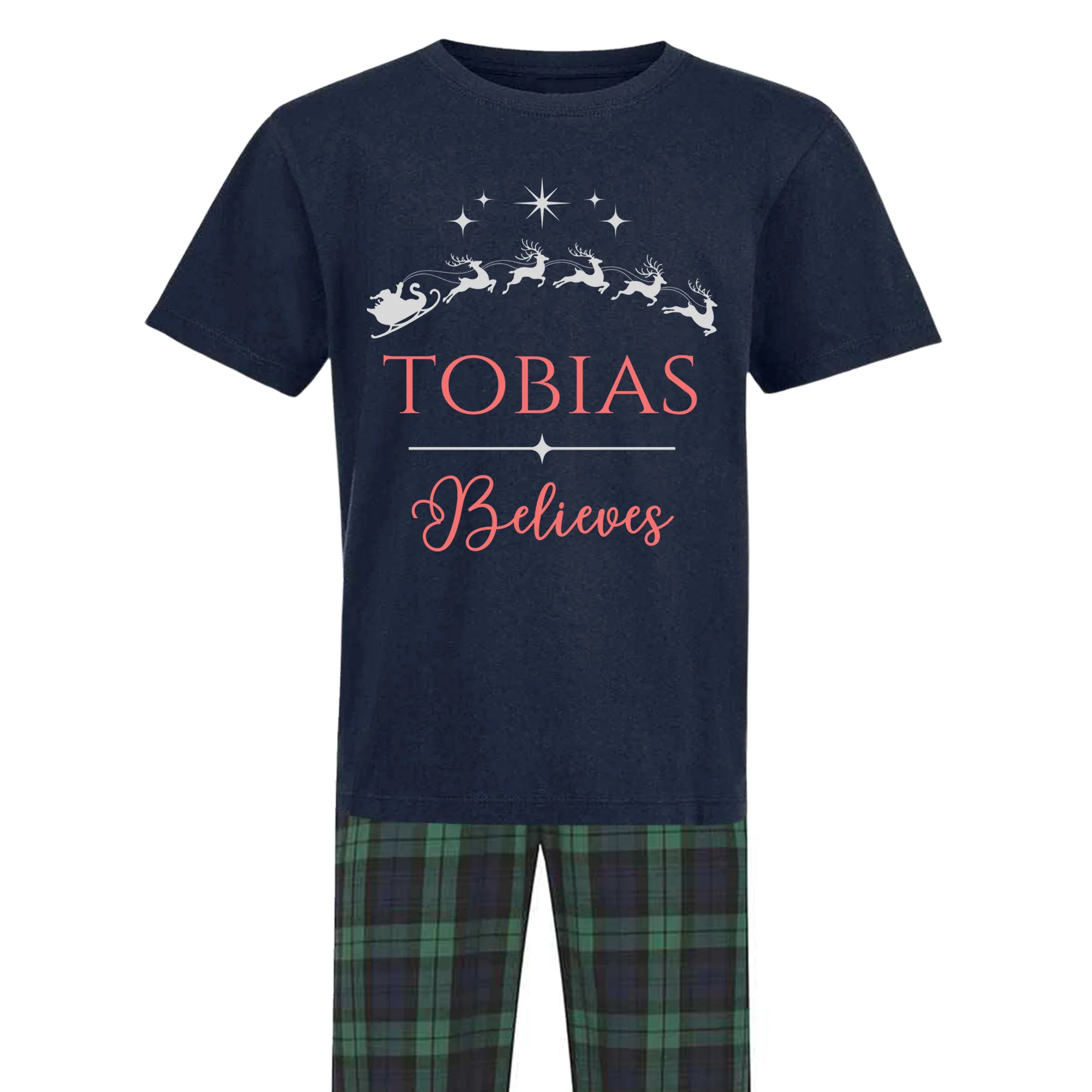 Personalised Sleigh Magic Family Christmas Pyjamas - Mix and Match - Tartan Style - Image 3