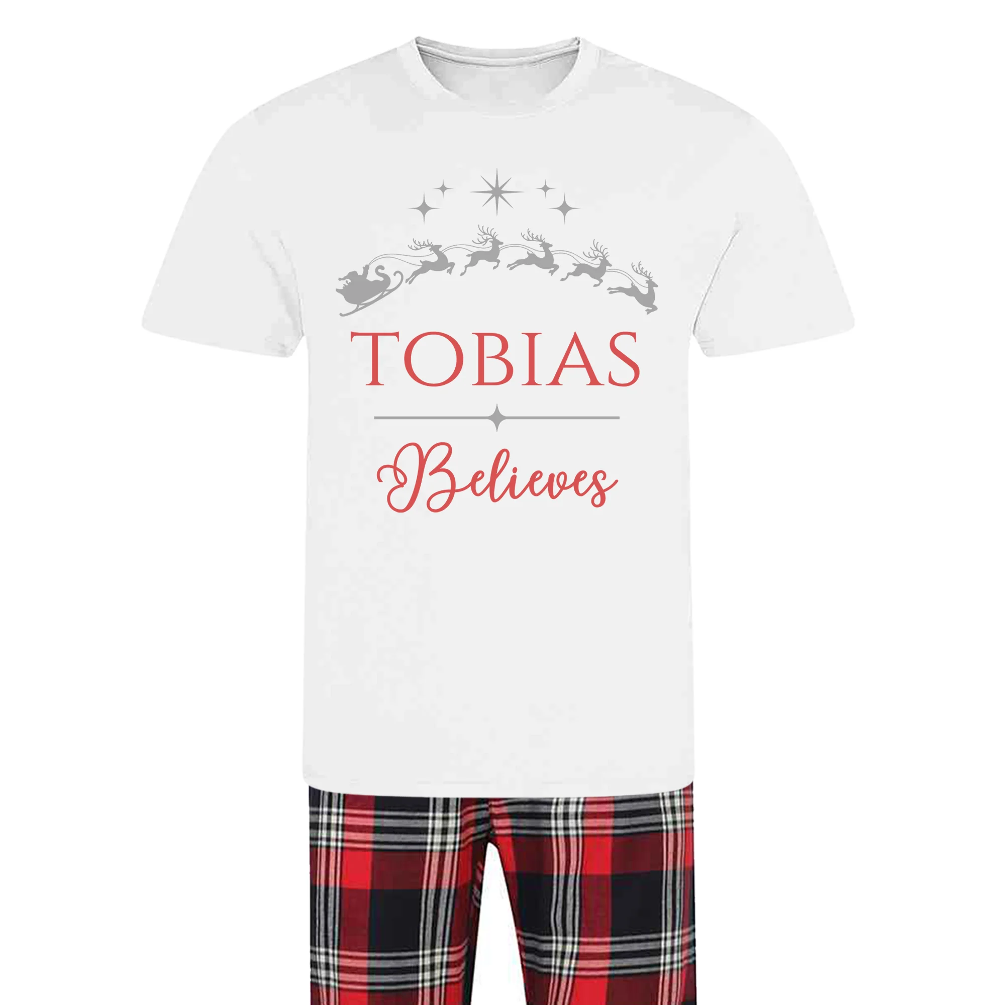 Personalised Sleigh Magic Family Christmas Pyjamas - Mix and Match - Tartan Style - Image 4