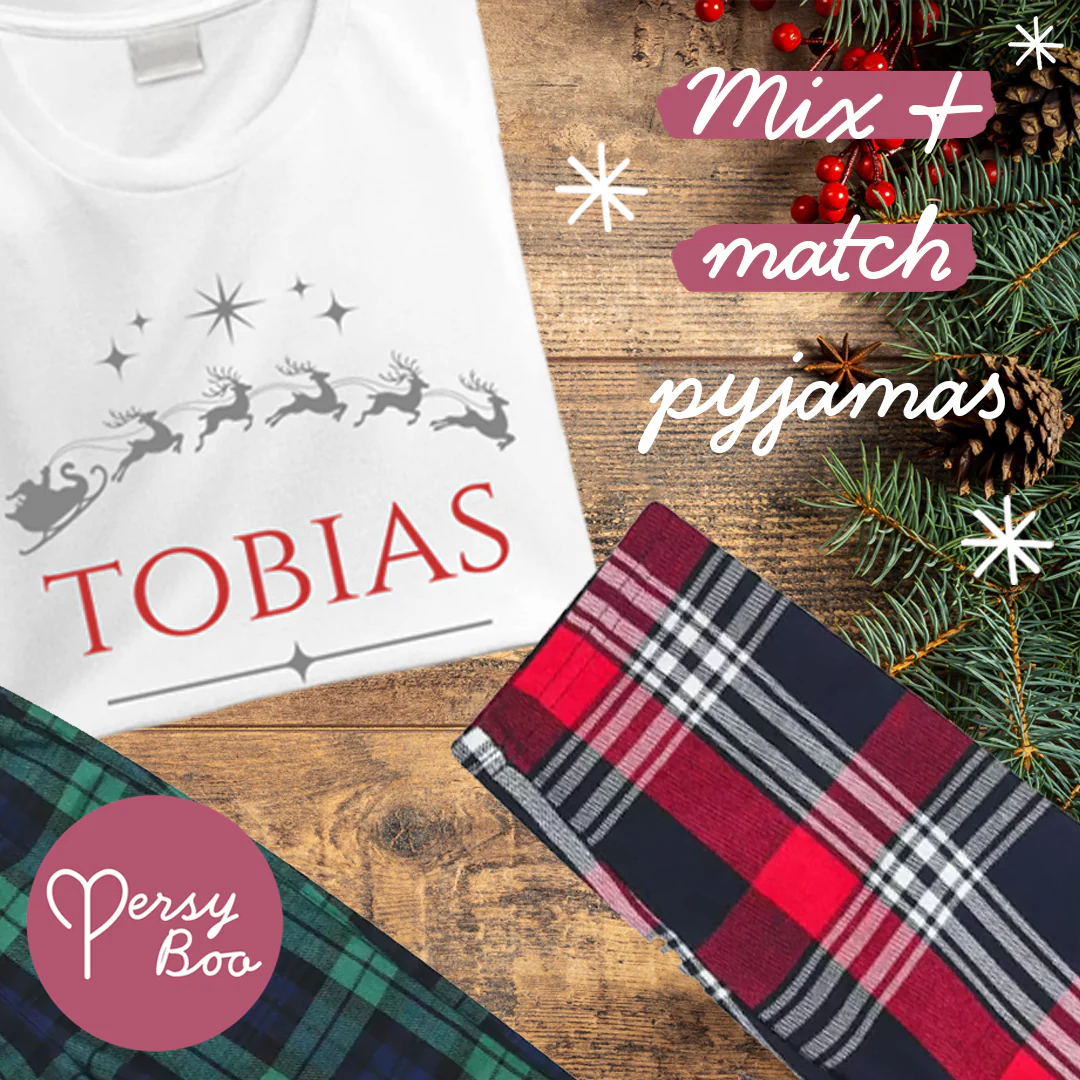 Personalised Sleigh Magic Family Christmas Pyjamas - Mix and Match - Tartan Style - Image 5