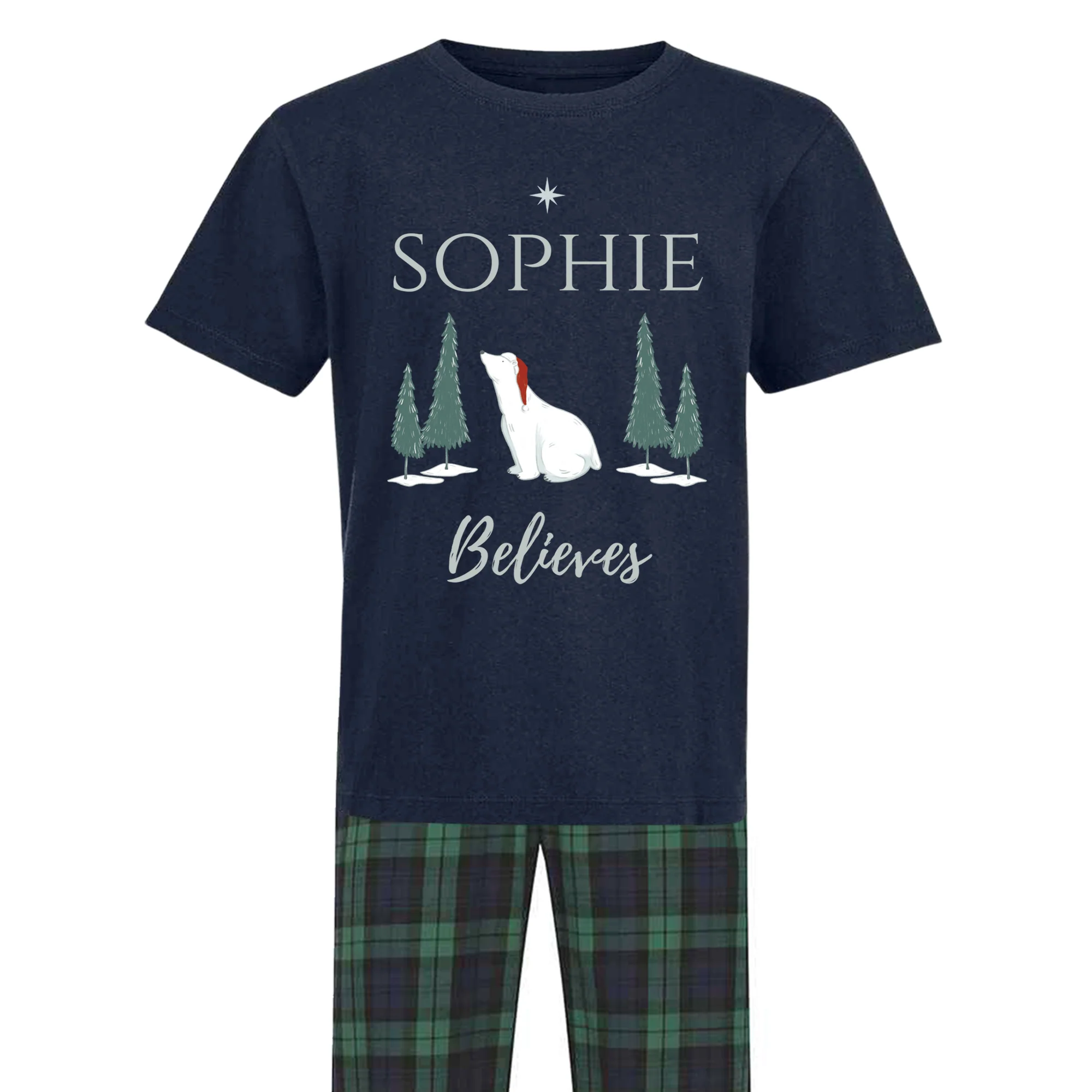 Personalised I Believe Family Christmas Pyjamas - Mix and Match Tartan Style - Image 3