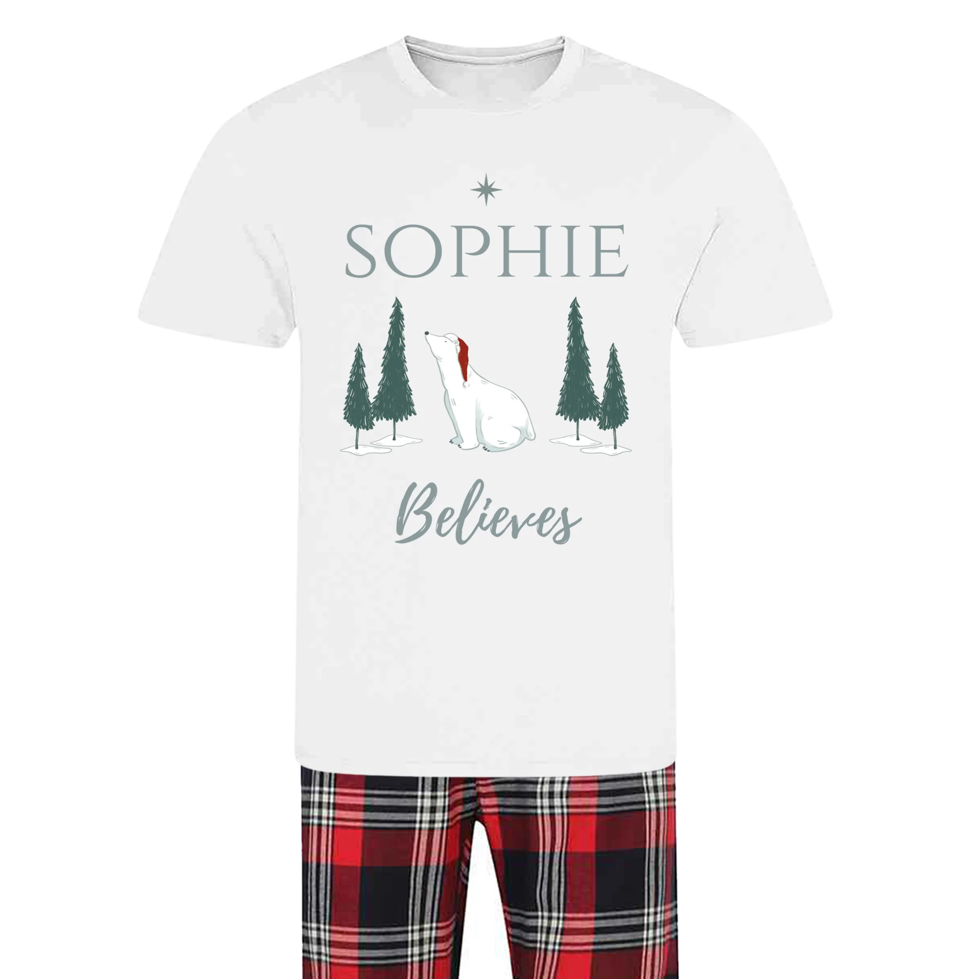 Personalised I Believe Family Christmas Pyjamas - Mix and Match Tartan Style - Image 4