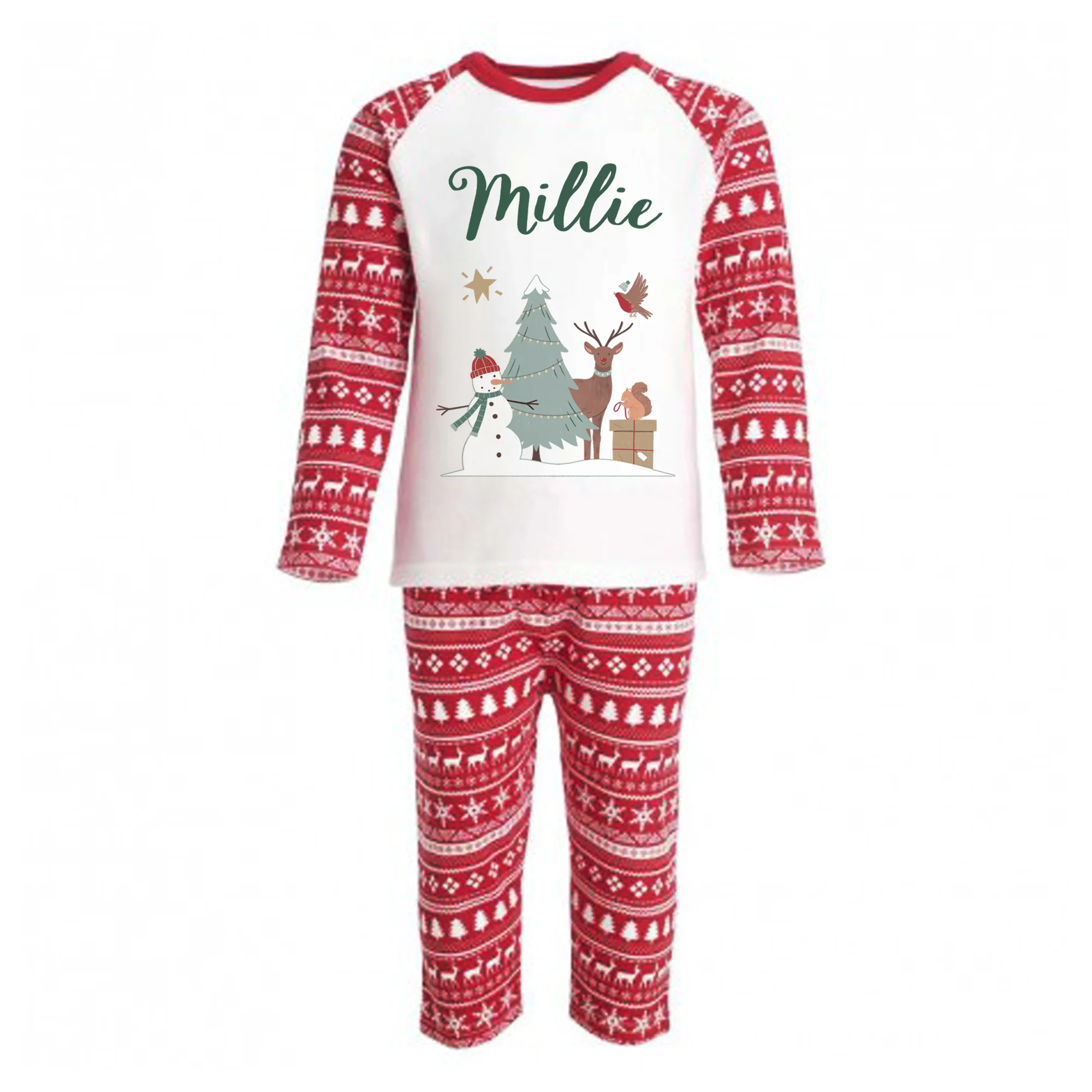 Personalised Festive Forest Pyjamas - Kids and Adults - Unisex Christmas PJ Set - Image 2
