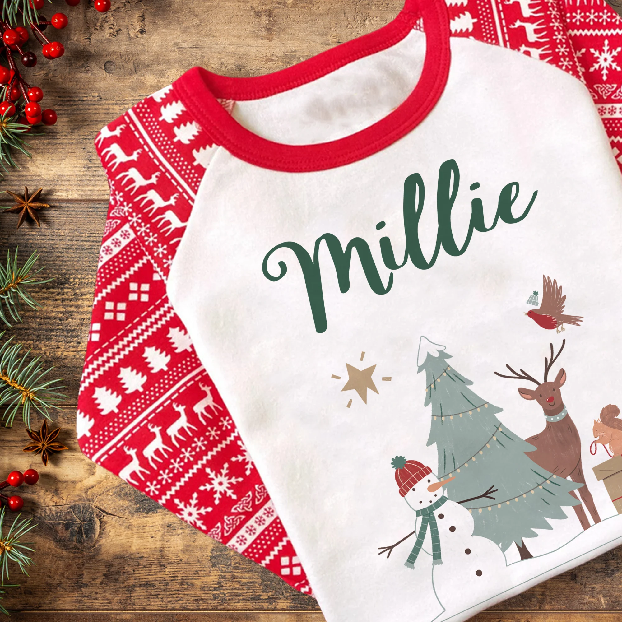 Personalised Festive Forest Pyjamas - Kids and Adults - Unisex Christmas PJ Set - Image 7