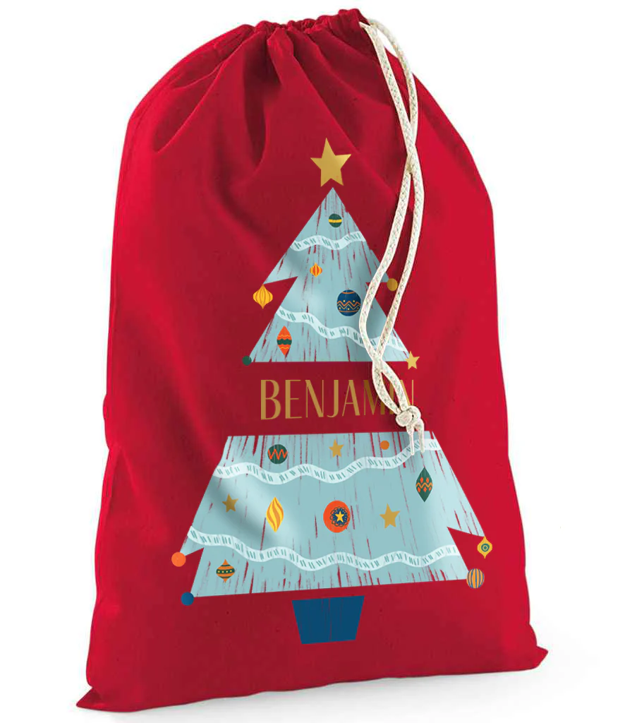Personalised Festive Tree Sack with Christmas Gifts 100% Cotton - Image 3