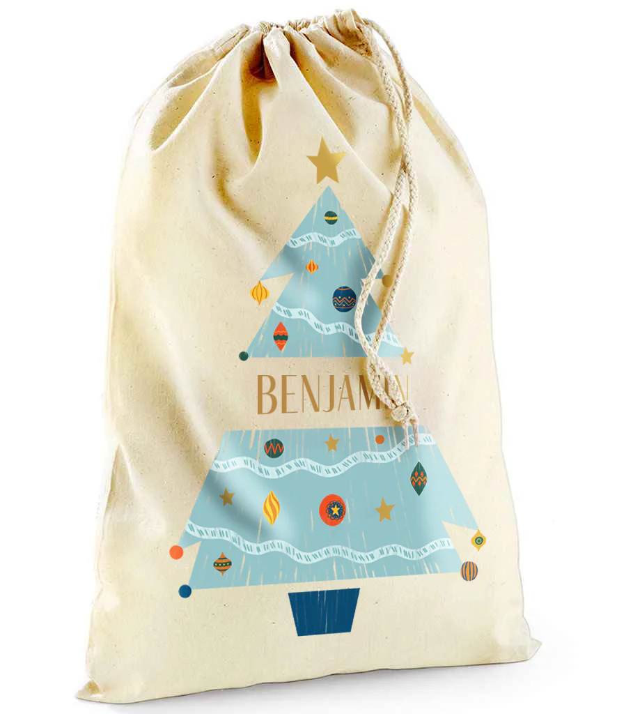 Personalised Festive Tree Sack with Christmas Gifts 100% Cotton - Image 4