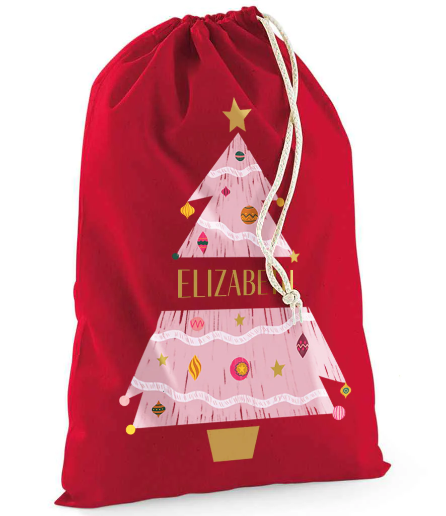 Personalised Festive Tree Sack with Christmas Gifts 100% Cotton - Image 8