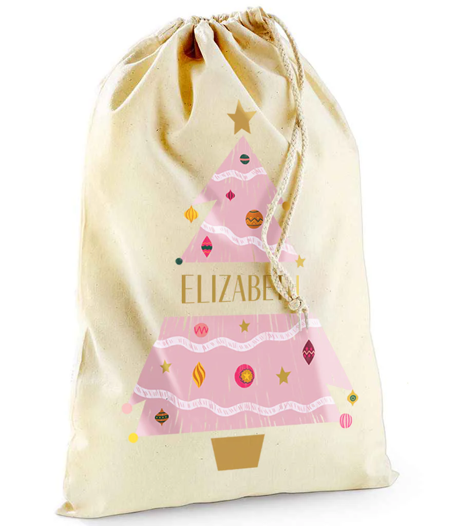 Personalised Festive Tree Sack with Christmas Gifts 100% Cotton - Image 9