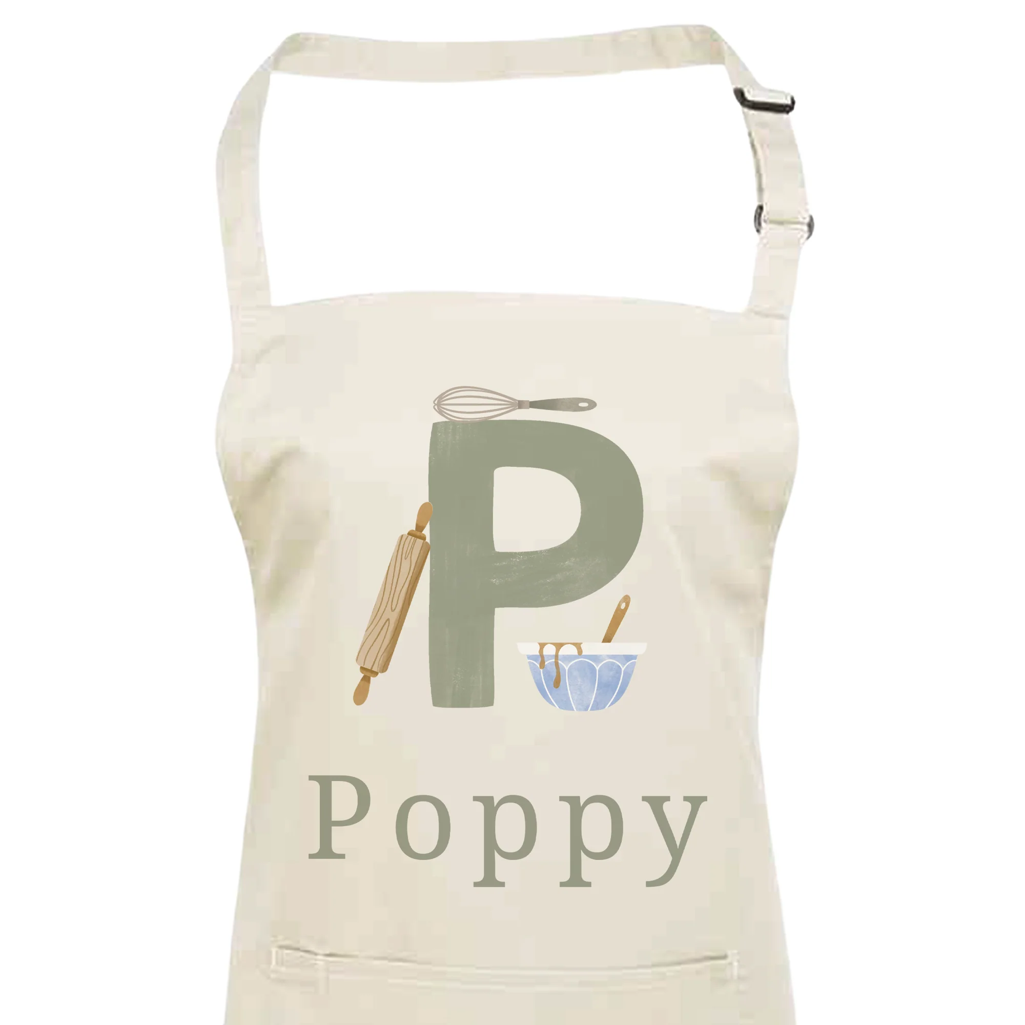 Personalised Green Initials Apron - Adults and Kids Baking and Cooking Apron Gift - Image 2
