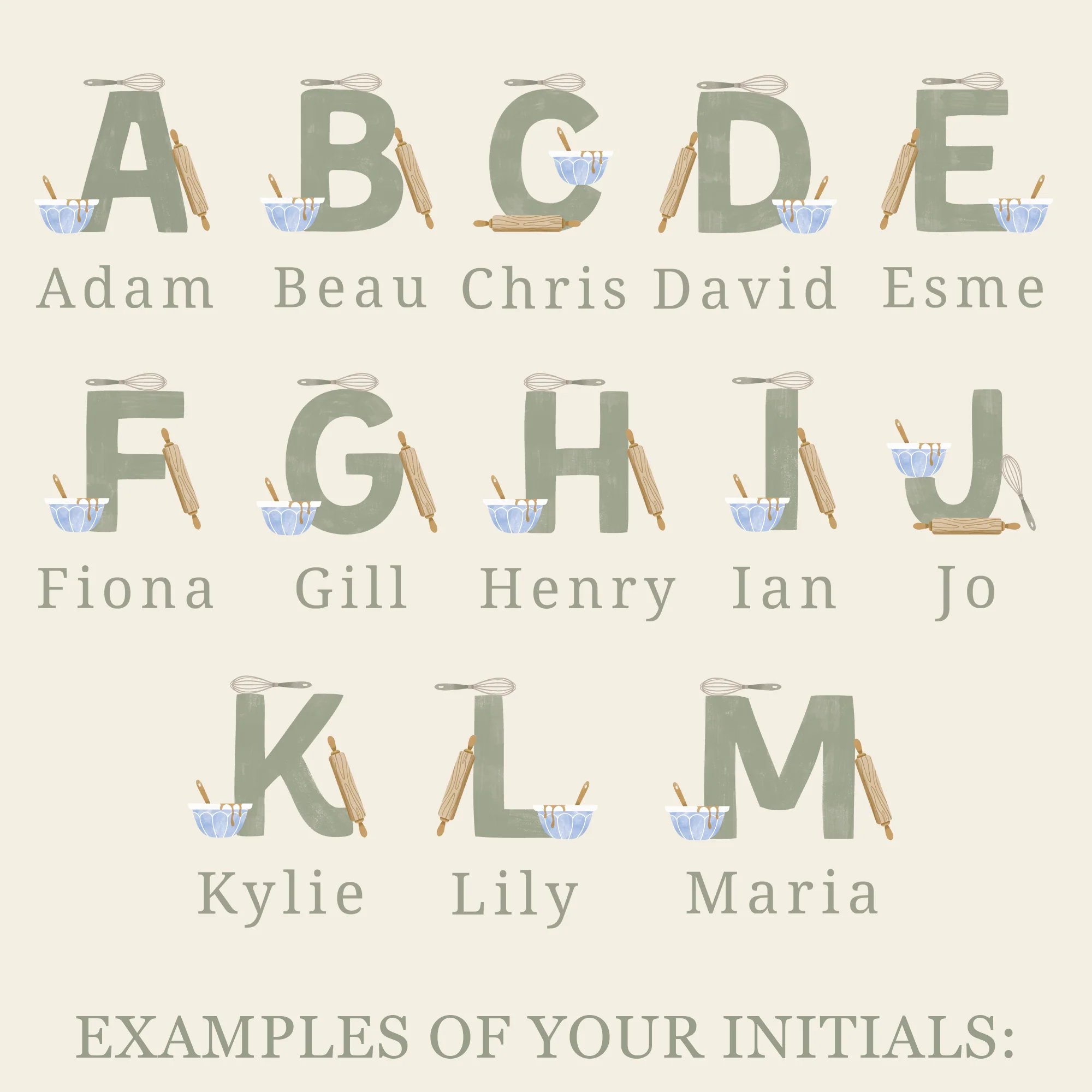 Personalised Green Initials Apron - Adults and Kids Baking and Cooking Apron Gift - Image 4
