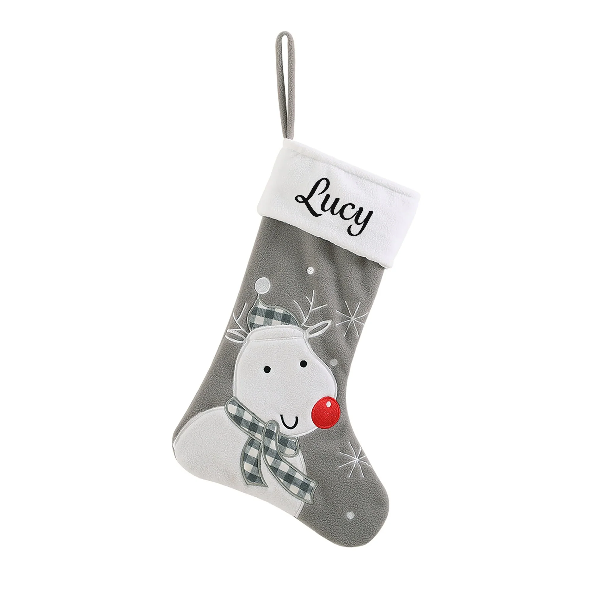 Personalised Stocking in Grey- Fun Designs - Image 4