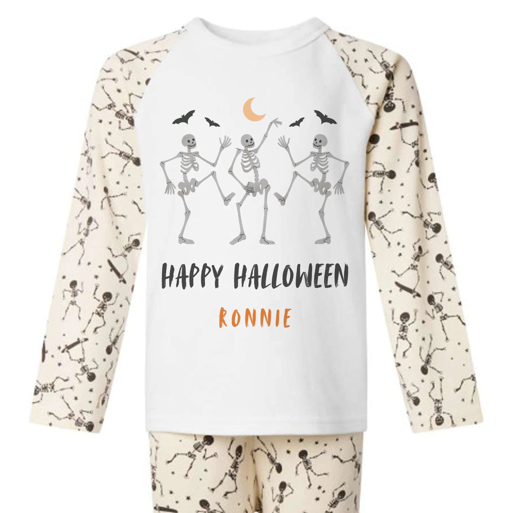 Personalised Dancing Skeletons Spooky Halloween Kids Pyjamas Set - Image 5