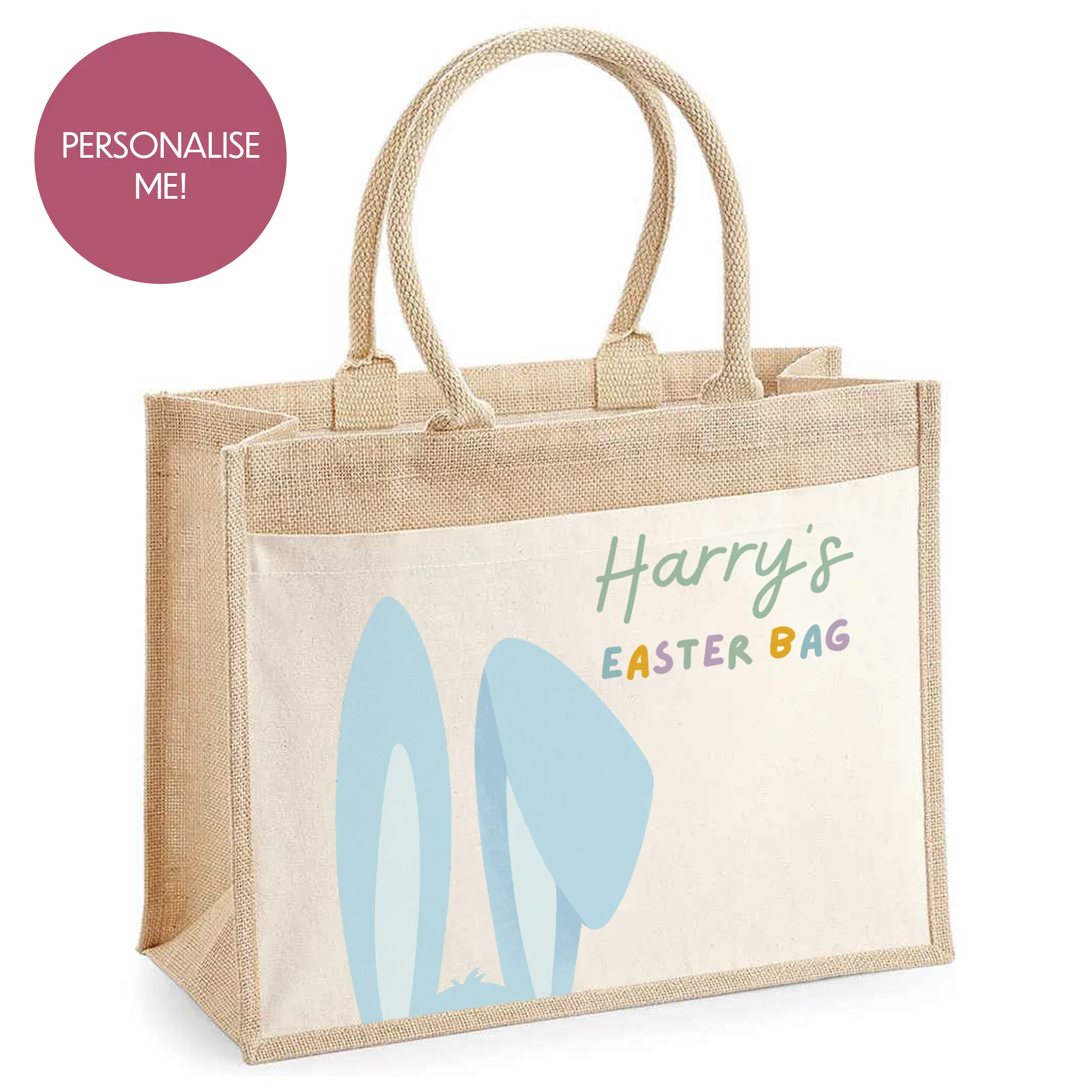 Personalised Hessian Easter Bag - Kids Easter Egg Hunt Bags - Bunny Ears Design - Image 4