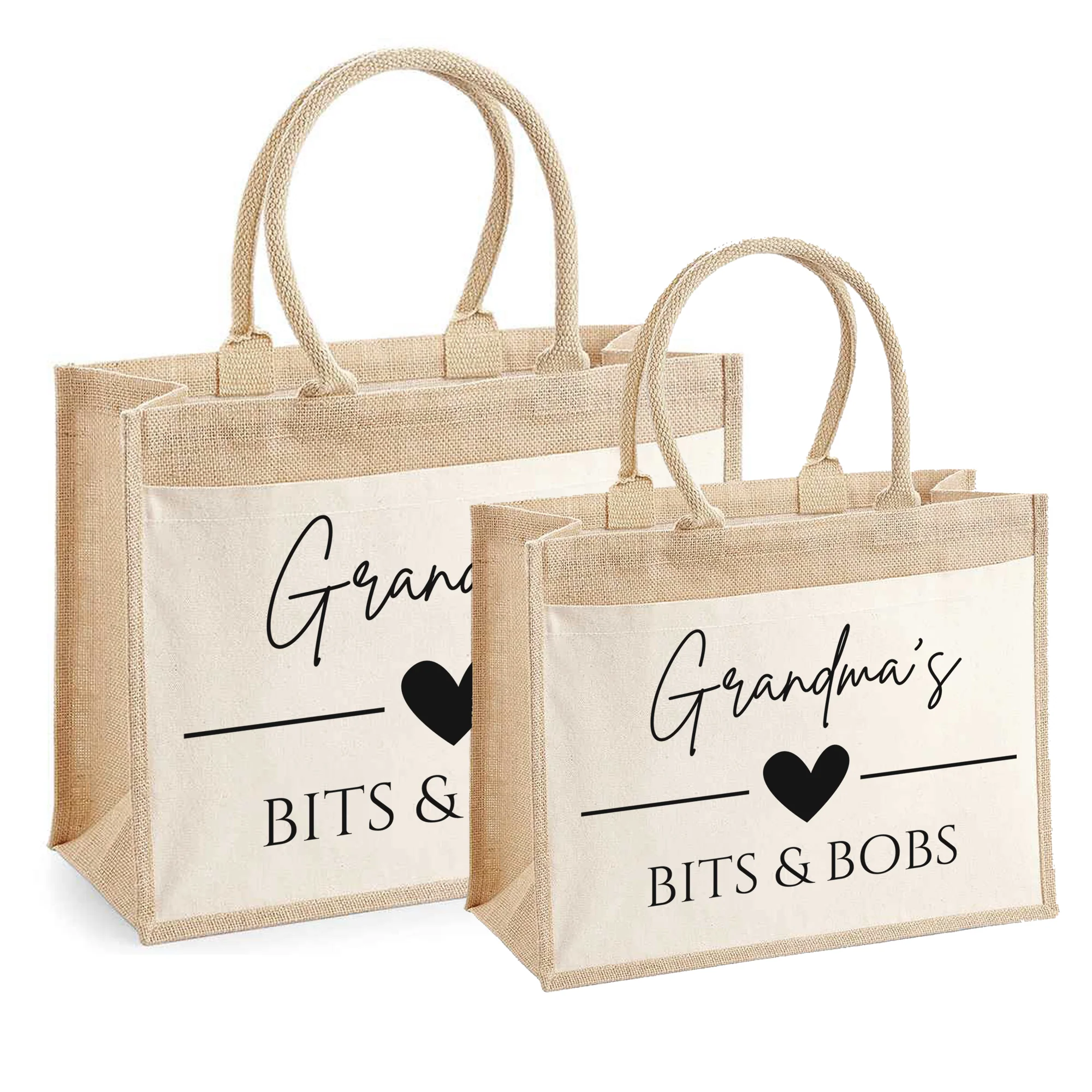 Hessian Shopper Bag - Grandma's Bits & Bobs Design - Image 2