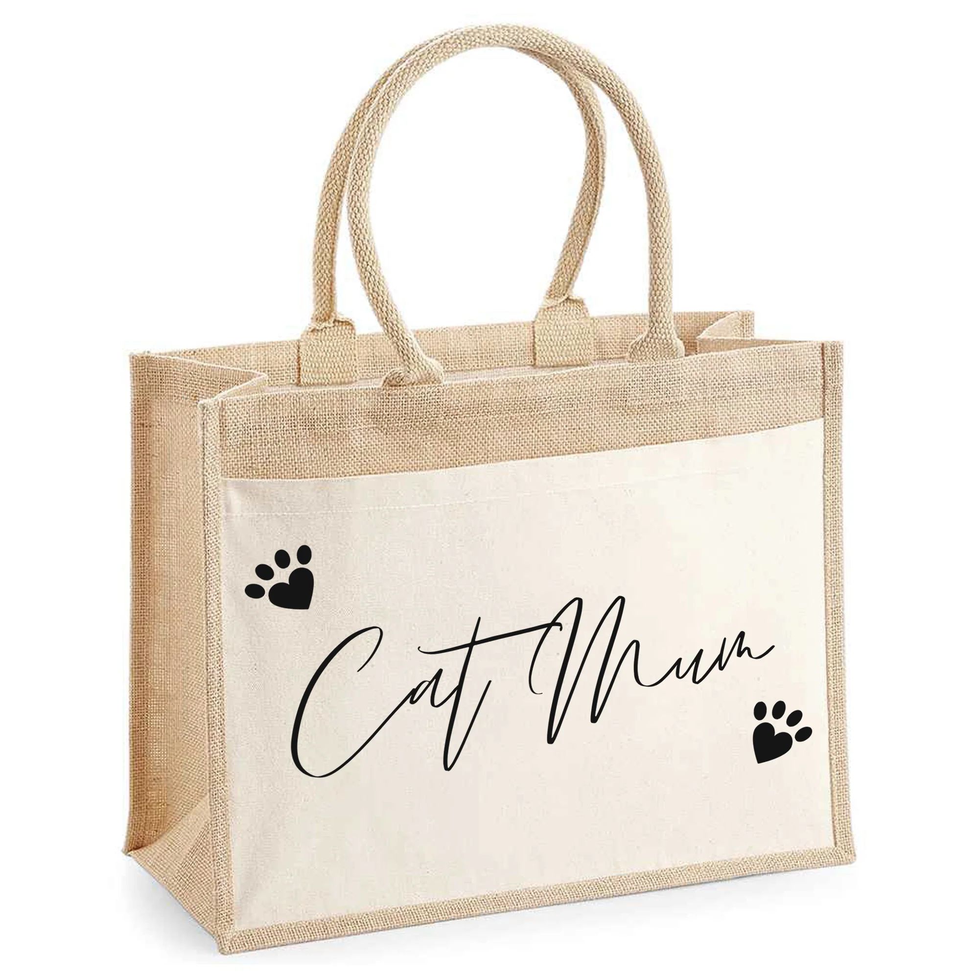 Hessian Shopper Bag - Dog / Cat Mum Design - Image 3