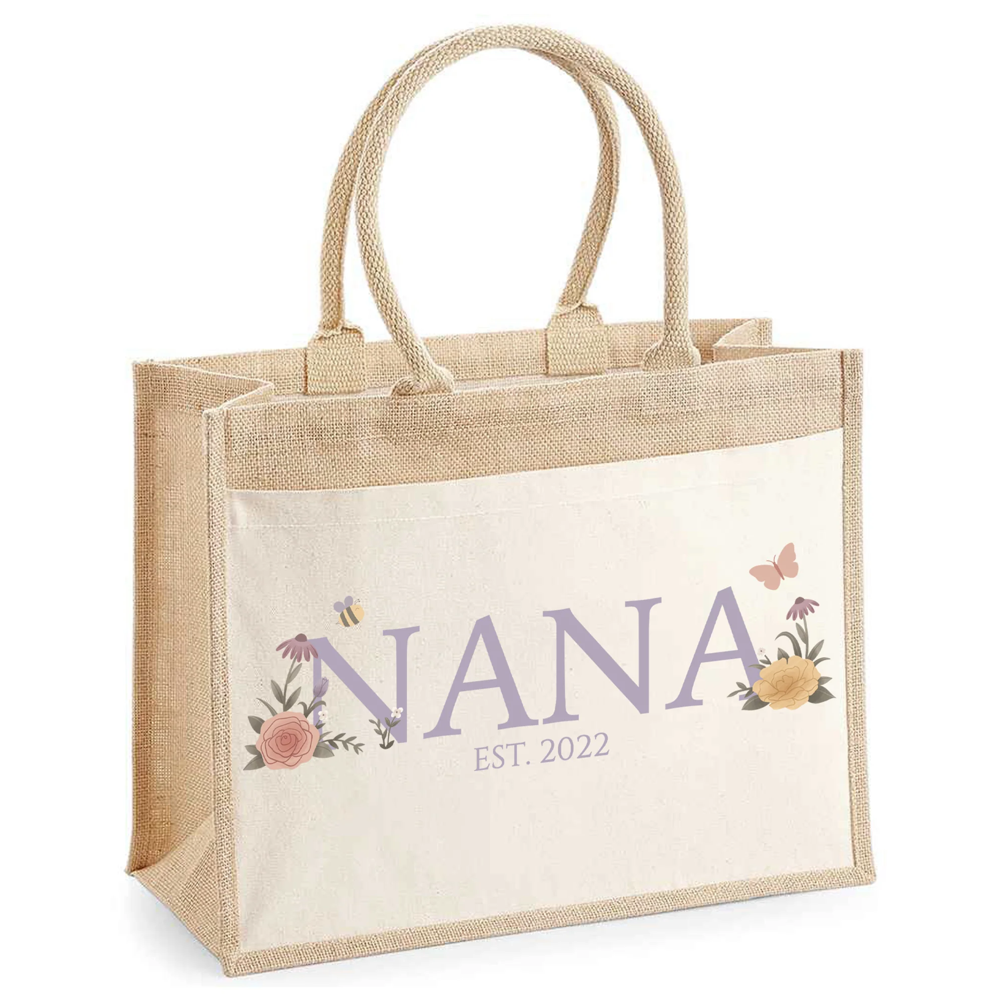 Personalised Hessian Shopper Bag - Pretty Floral Design - Image 5