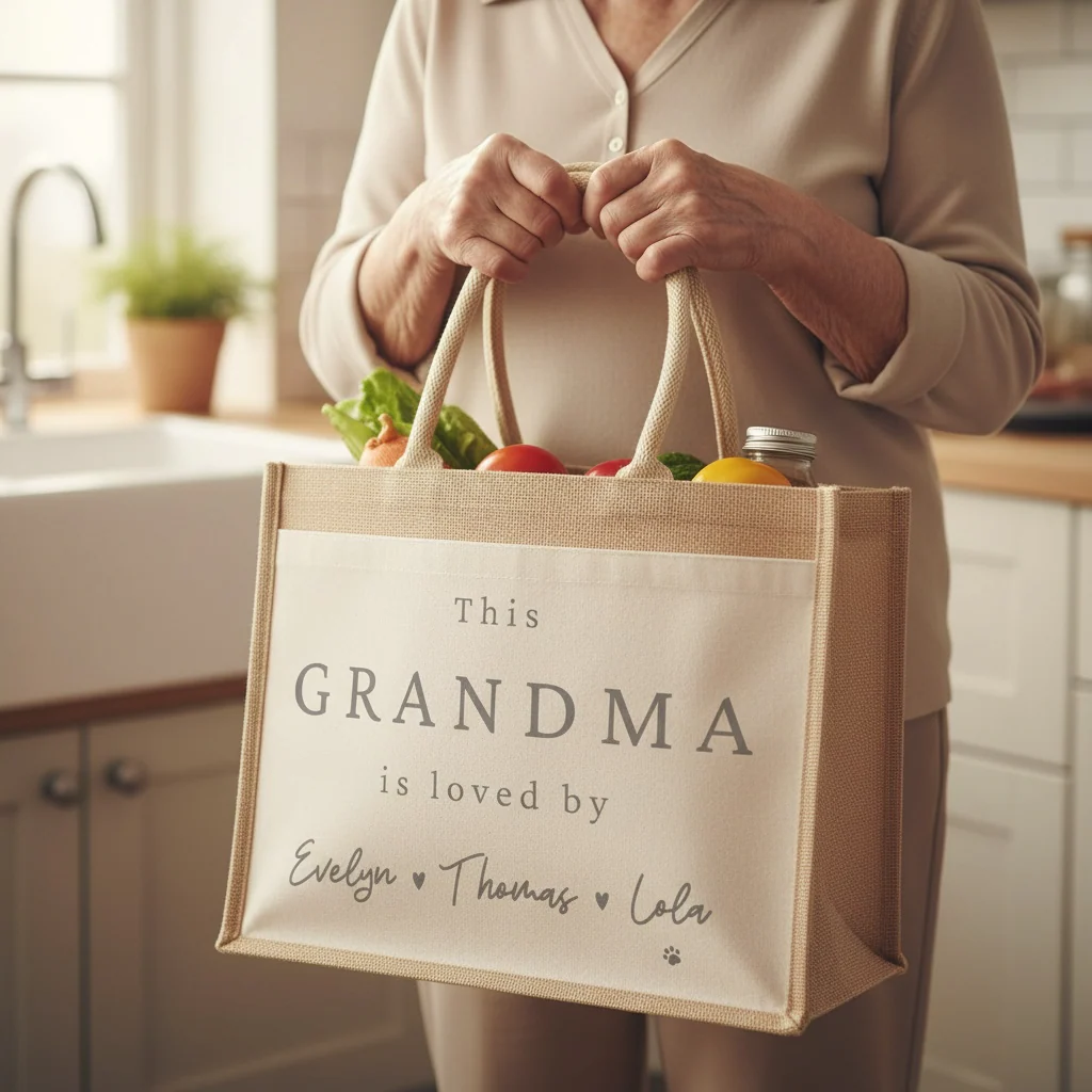 Personalised I Am Loved Bag For Her - Hessian Shopper Tote Bag for Mothers Day - Image 4