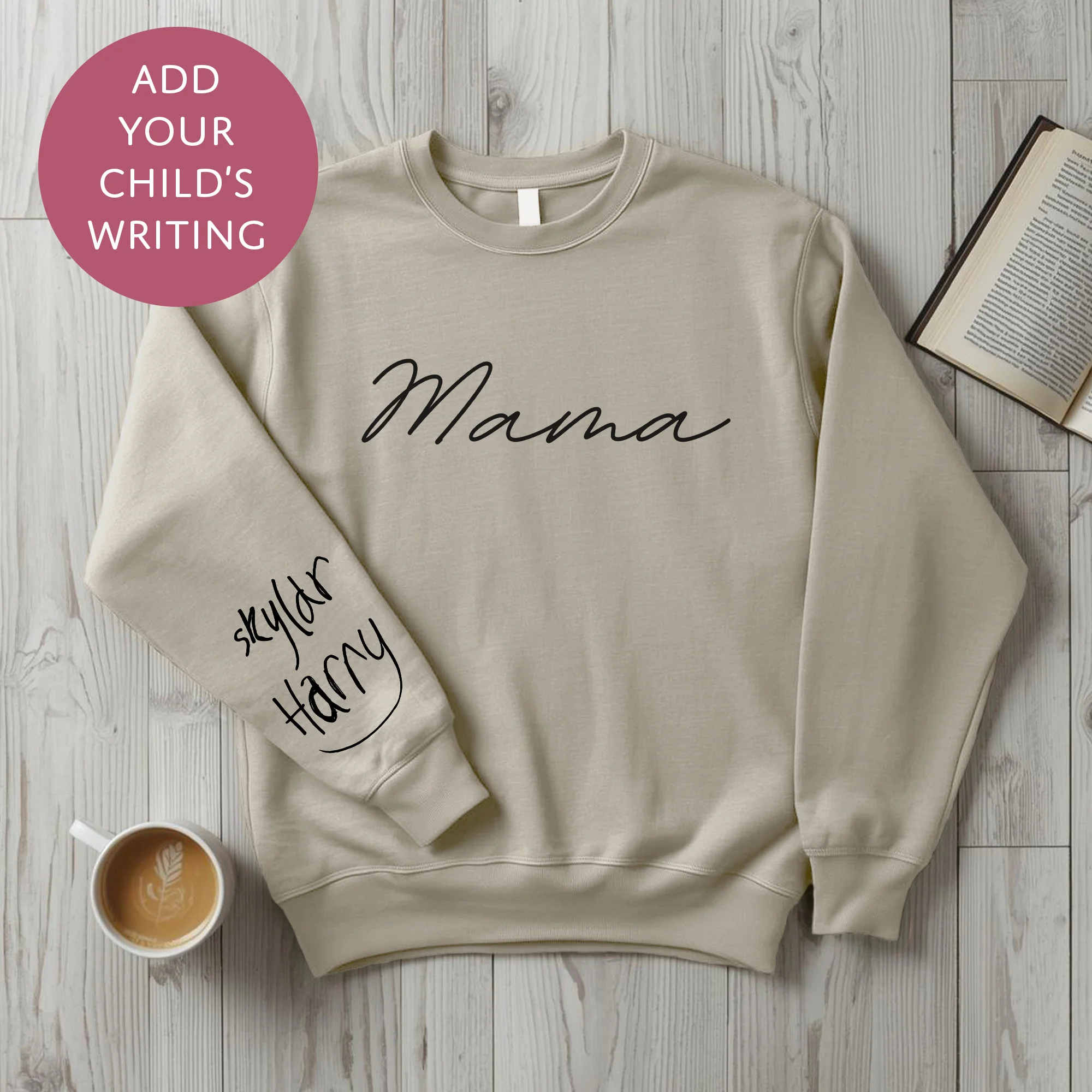 Personalised Mama Sweater with Kids Writing on Sleeve - Custom Jumper for Mum - Image 10