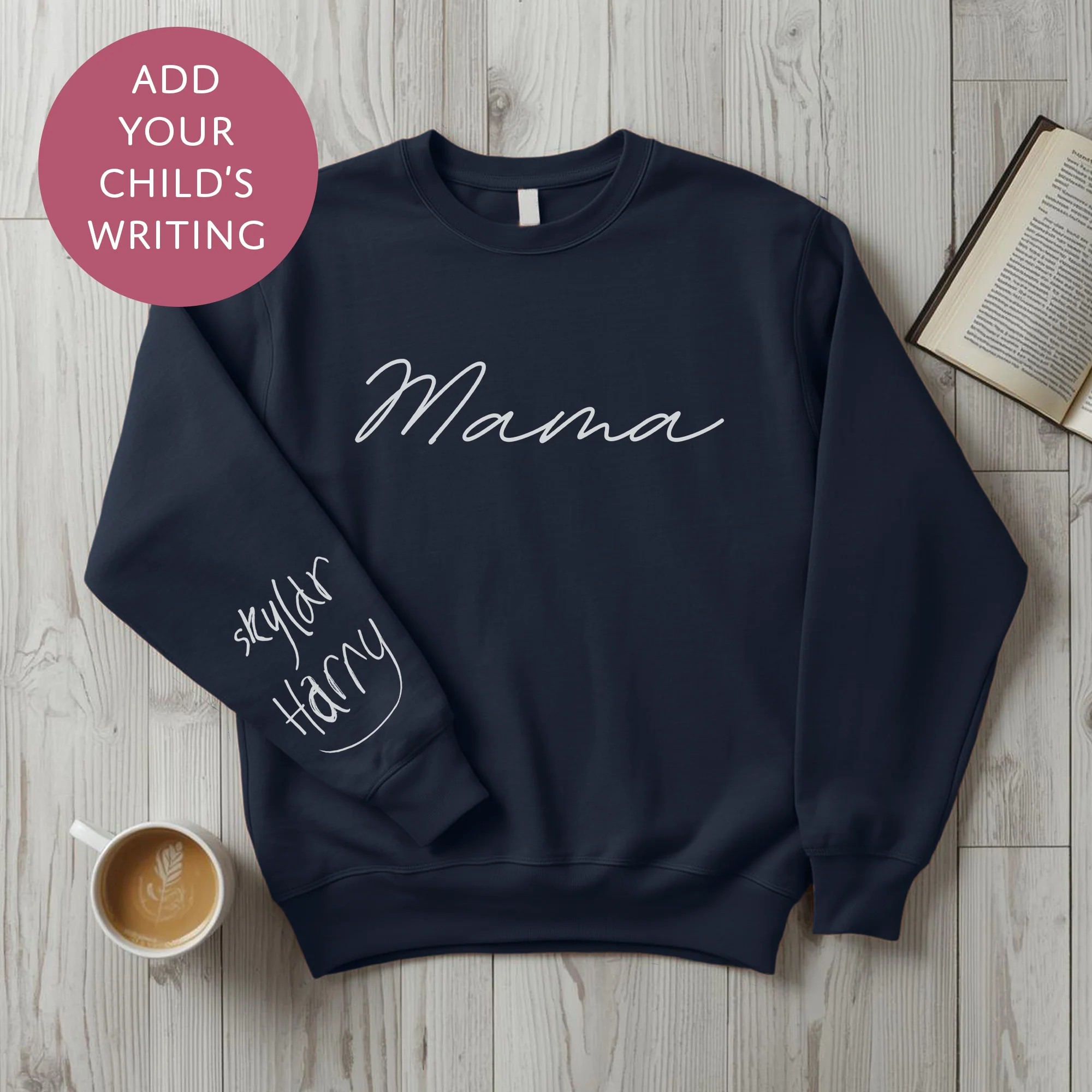 Personalised Mama Sweater with Kids Writing on Sleeve - Custom Jumper for Mum - Image 11