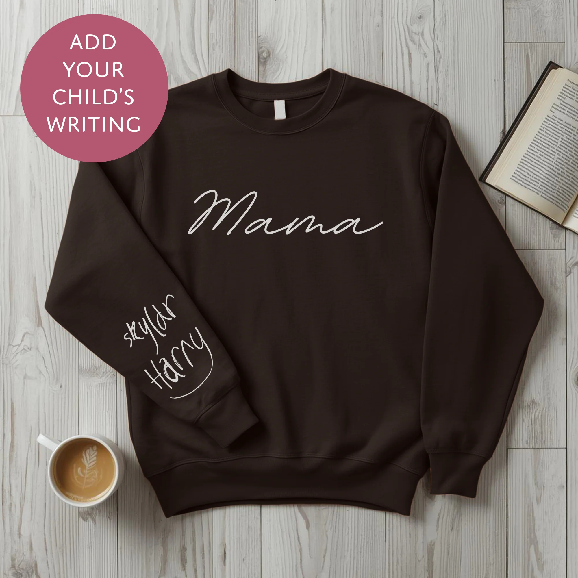 Personalised Mama Sweater with Kids Writing on Sleeve - Custom Jumper for Mum - Image 13