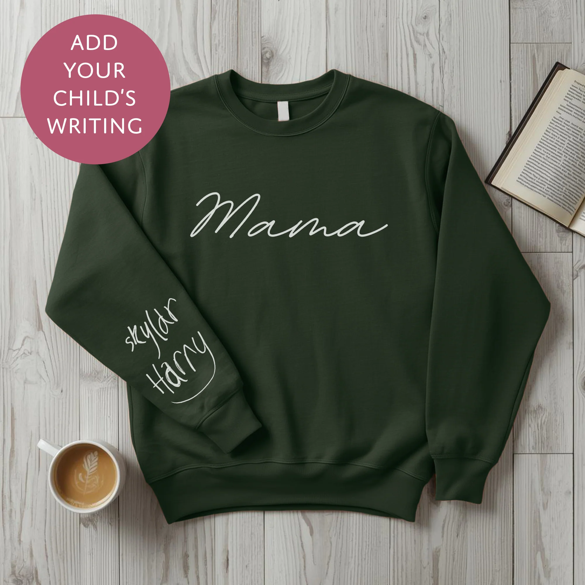 Personalised Mama Sweater with Kids Writing on Sleeve - Custom Jumper for Mum - Image 14
