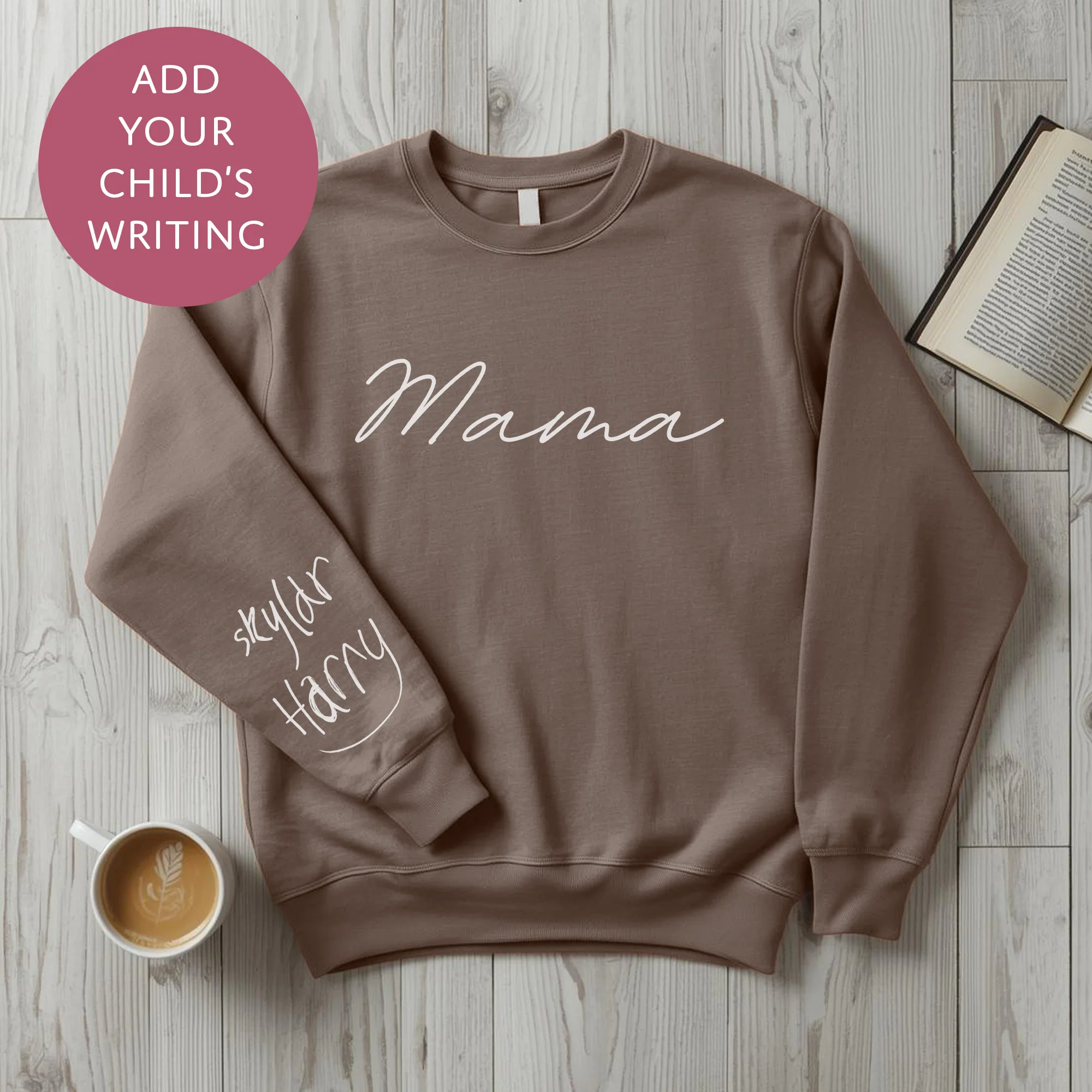 Personalised Mama Sweater with Kids Writing on Sleeve - Custom Jumper for Mum - Image 2