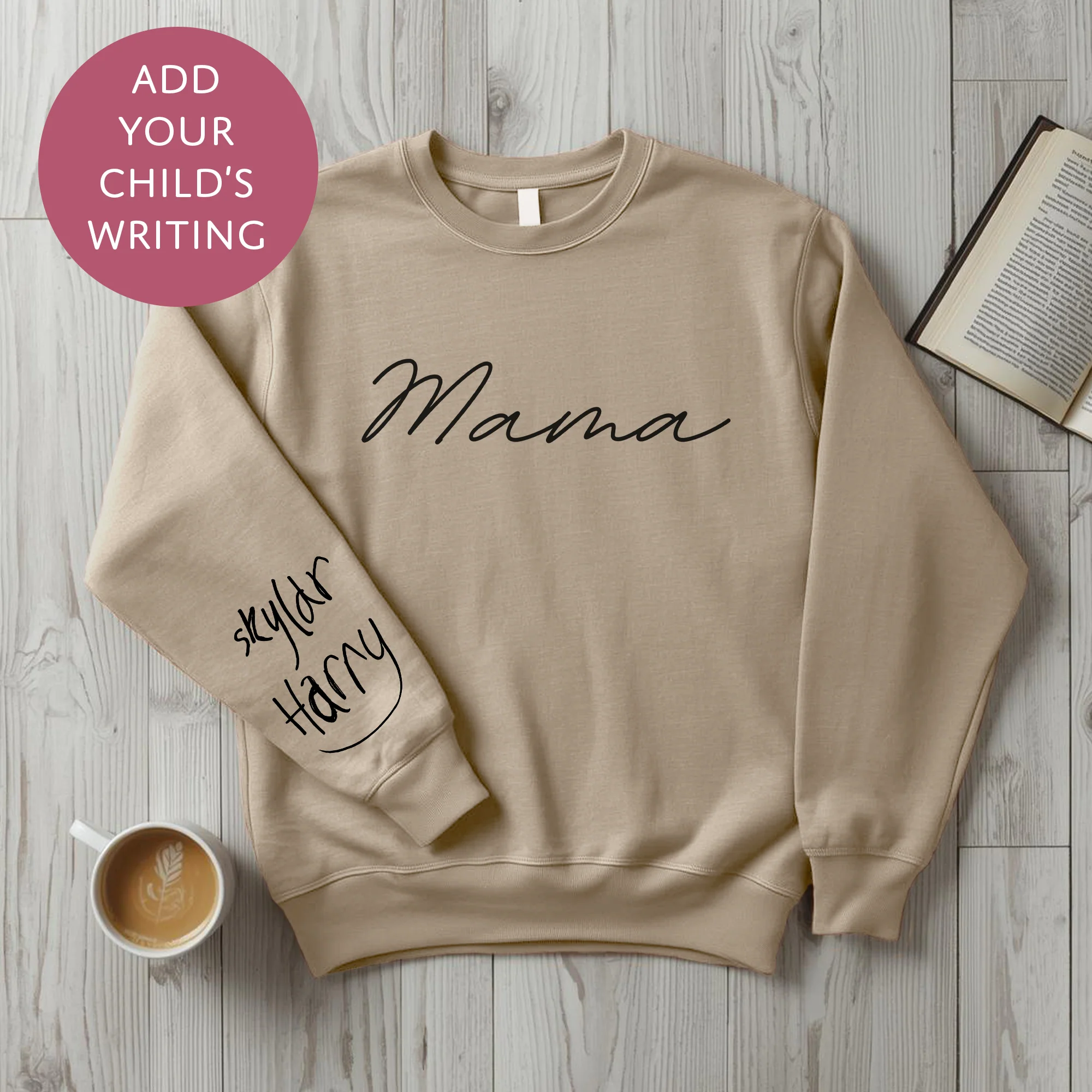 Personalised Mama Sweater with Kids Writing on Sleeve - Custom Jumper for Mum - Image 5