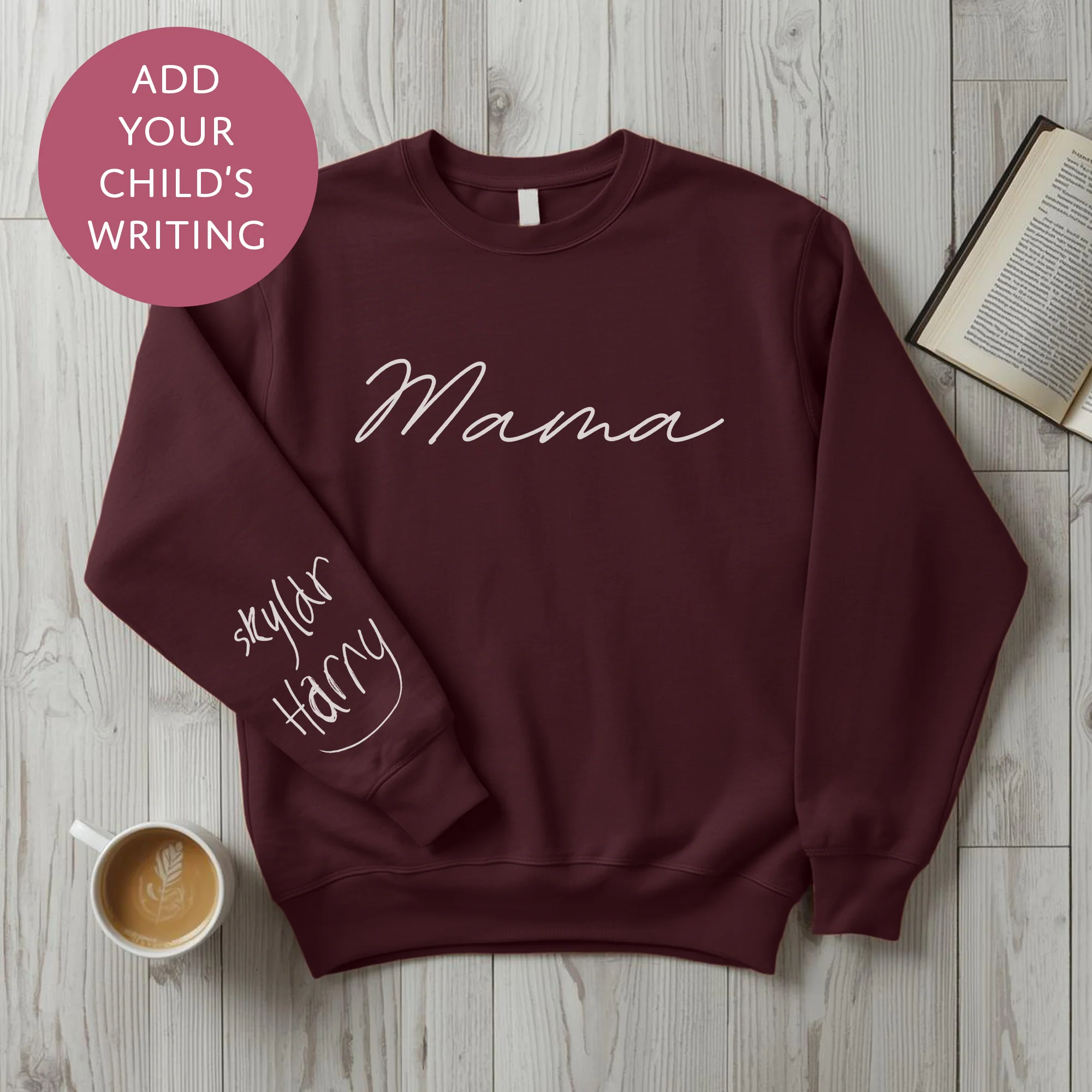 Personalised Mama Sweater with Kids Writing on Sleeve - Custom Jumper for Mum - Image 7