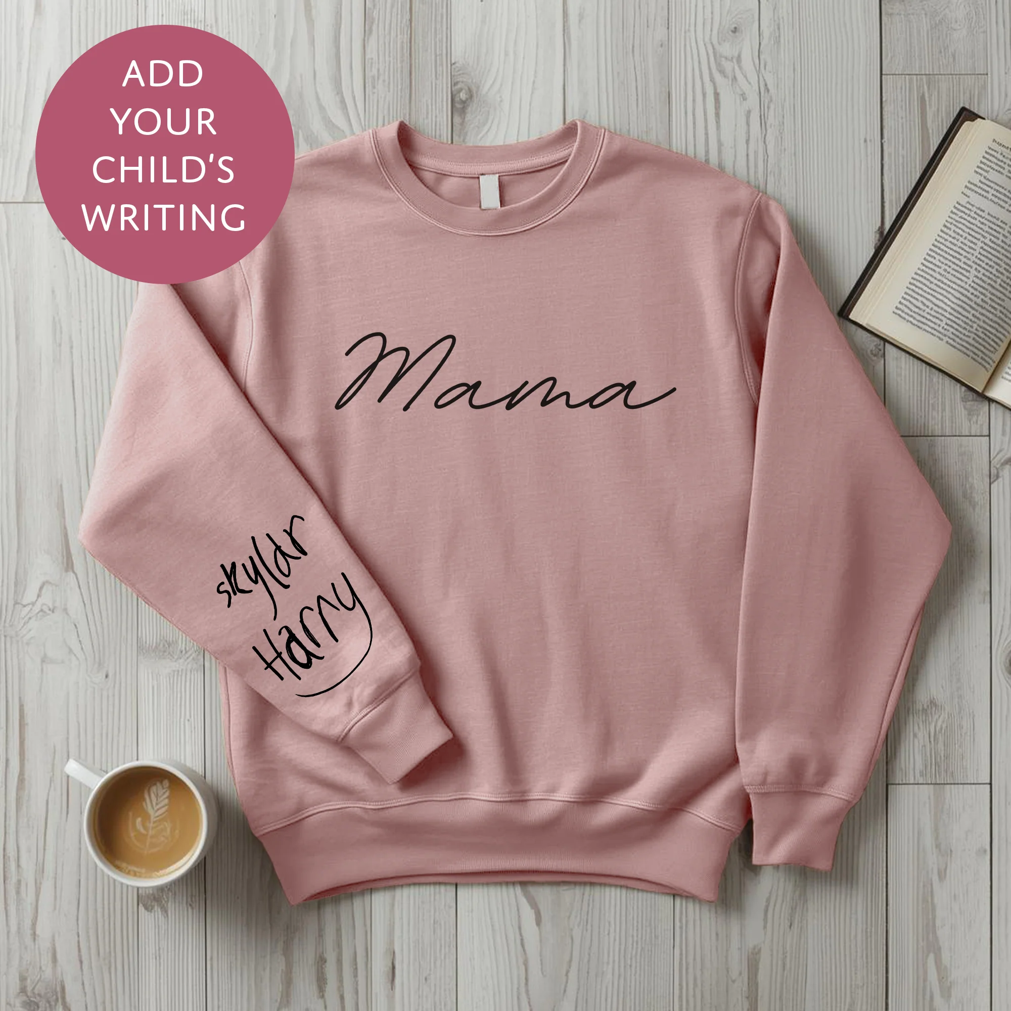 Personalised Mama Sweater with Kids Writing on Sleeve - Custom Jumper for Mum - Image 8