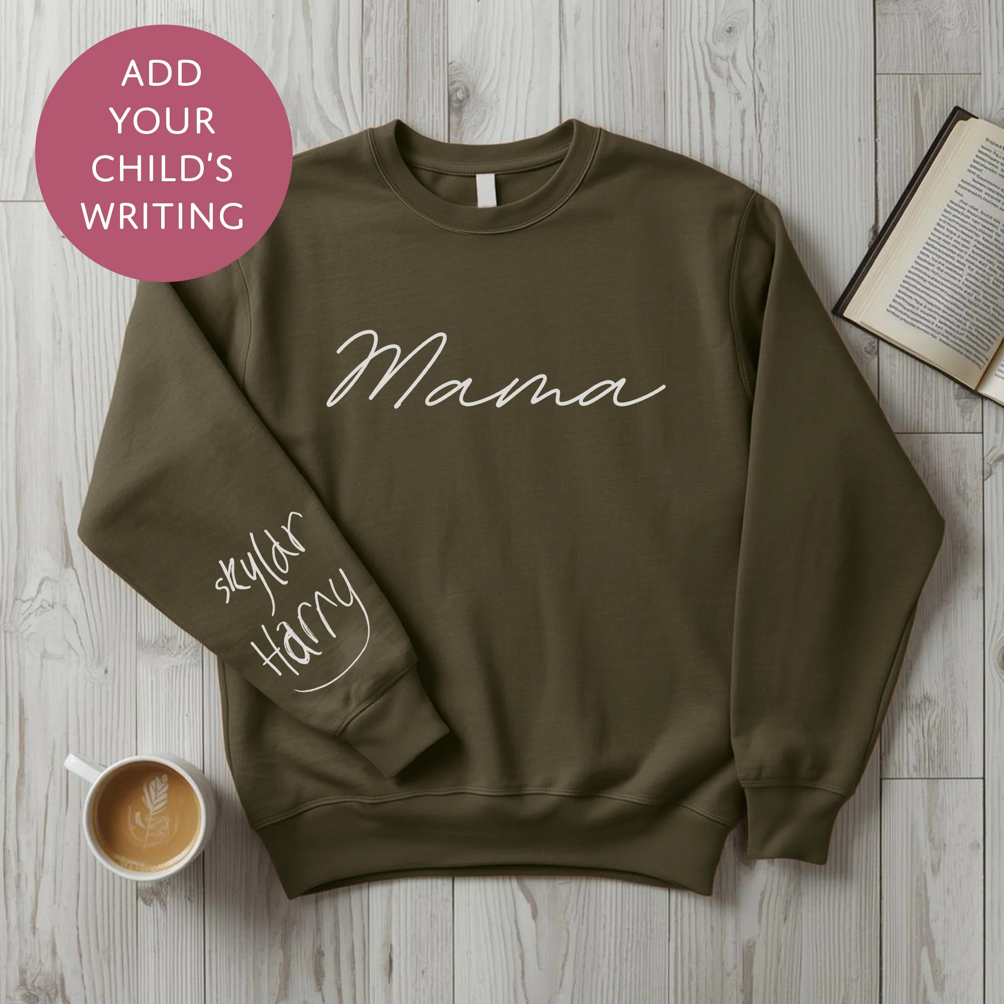 Personalised Mama Sweater with Kids Writing on Sleeve - Custom Jumper for Mum - Image 9