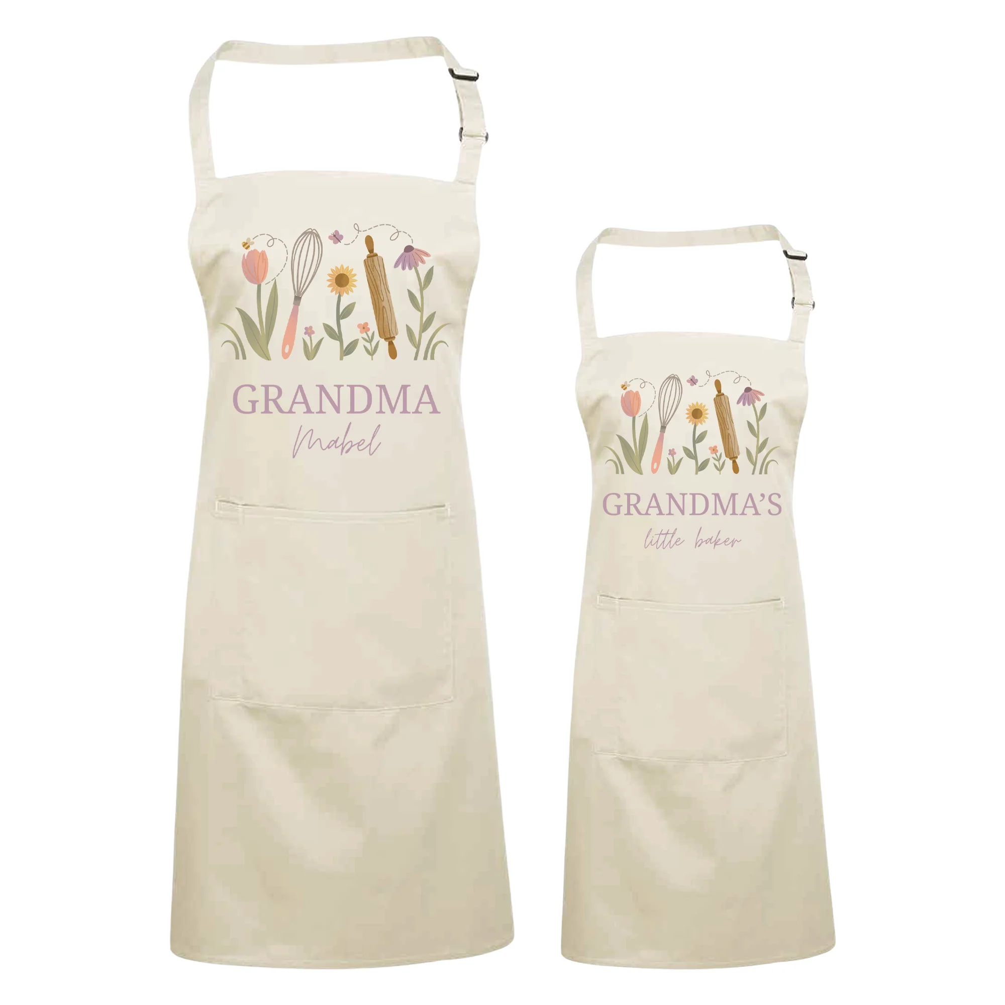 Personalised Floral Apron For Her - Mothers Day Gift For Mum, Grandma - Image 2