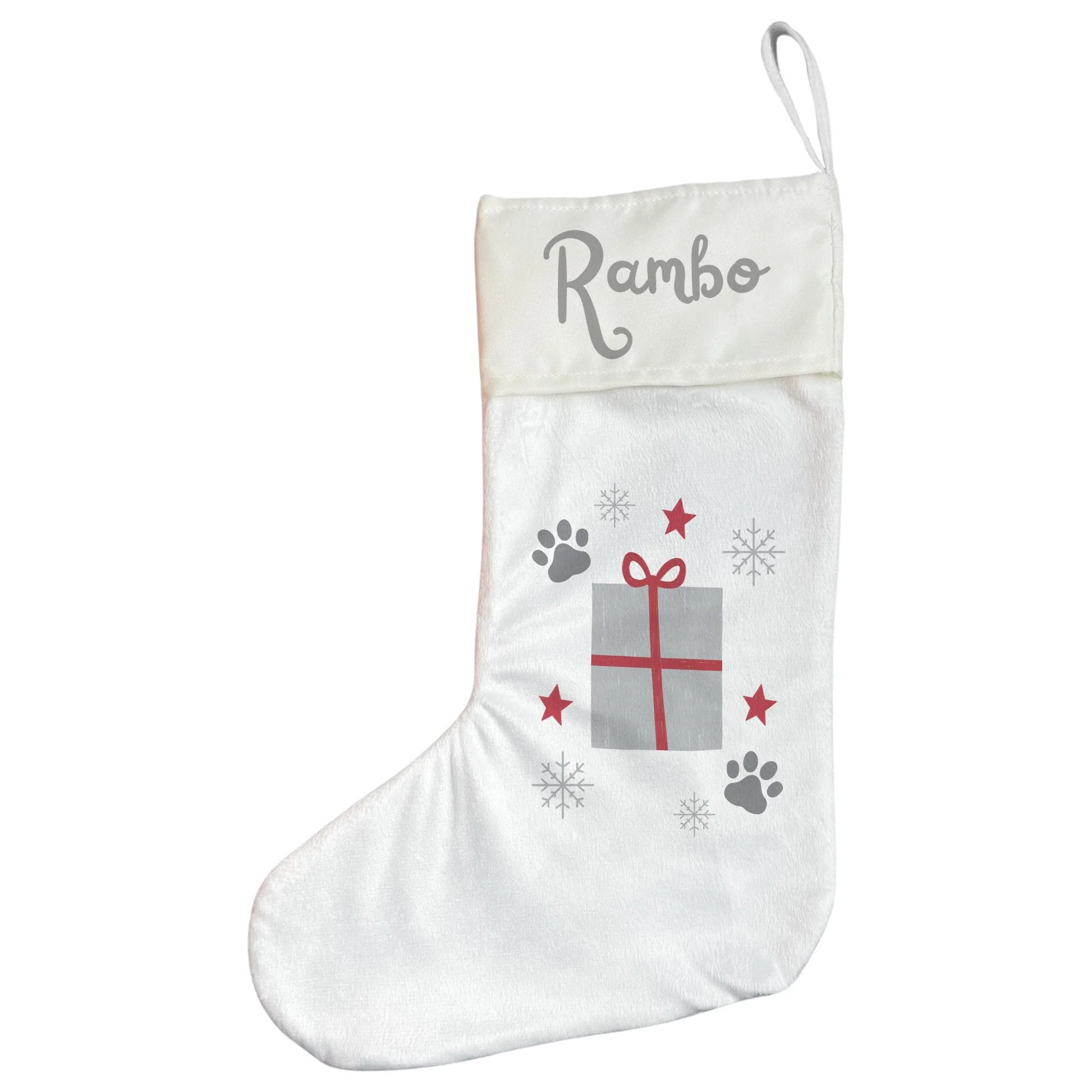 Personalised Pet Christmas Stocking with Paw Prints & Gift Design - Image 5