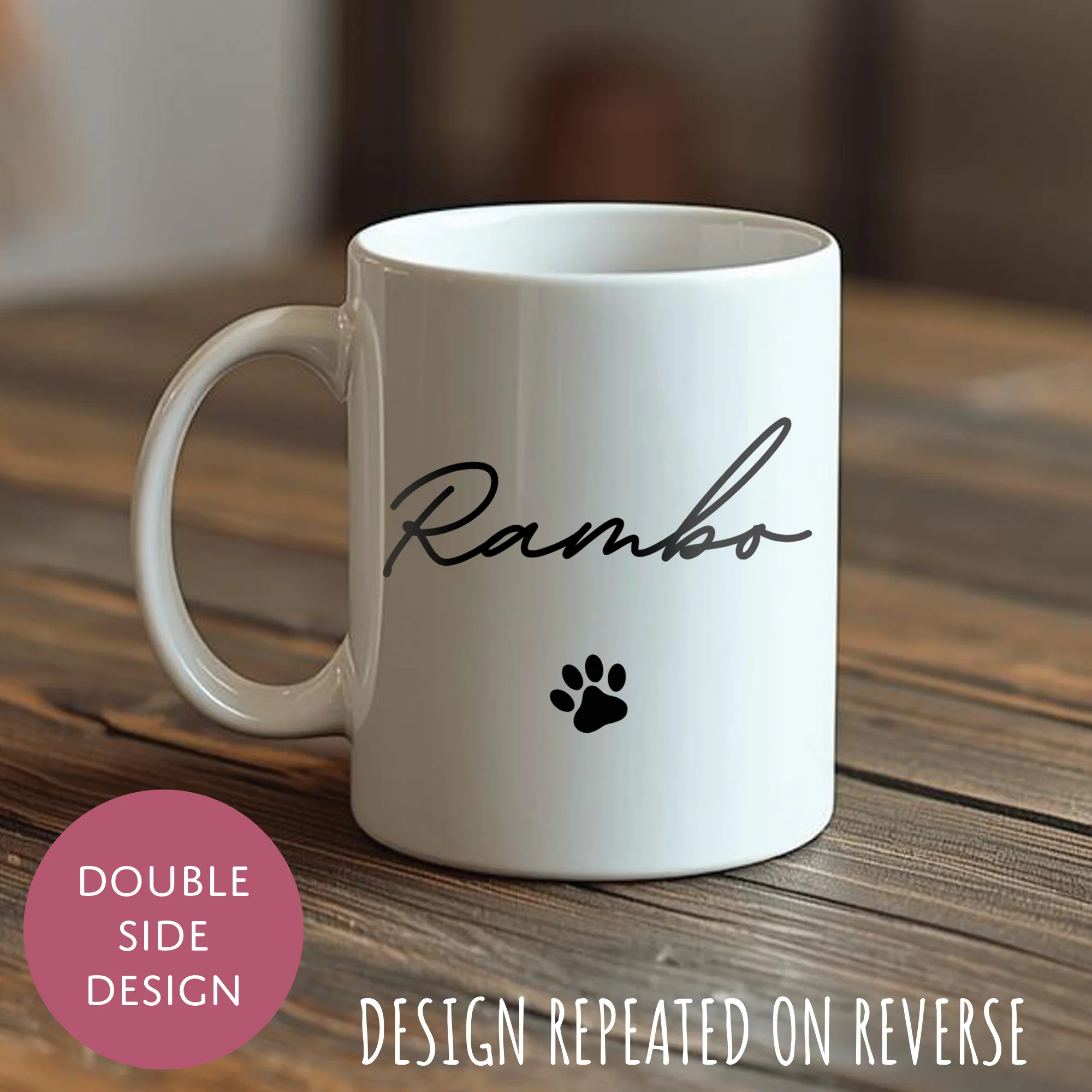 Personalised Pet Mum Ceramic Coffee Tea Mug - Pawprint Customised Dog Cat Name Gift - Image 2