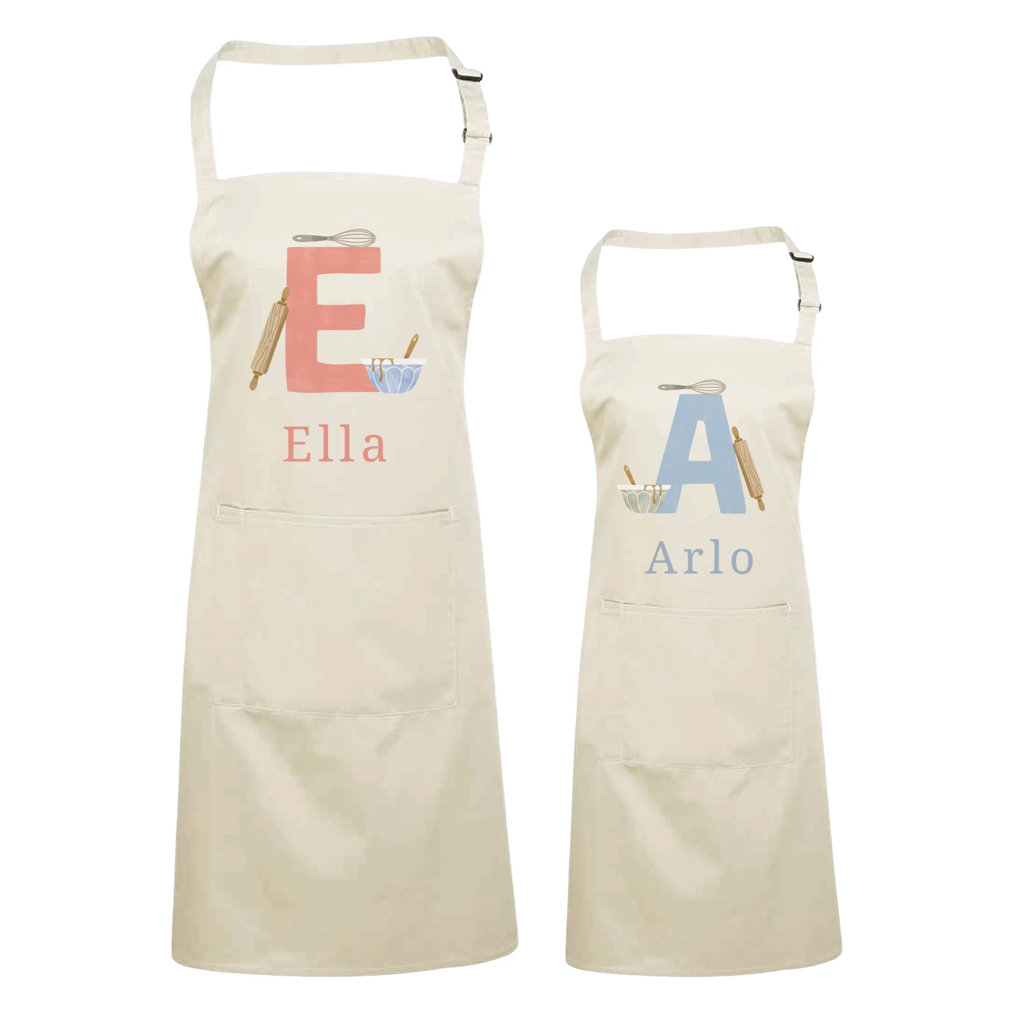 Personalised Pink Initials Apron - Adults and Kids Baking and Cooking Apron Gift - Image 3