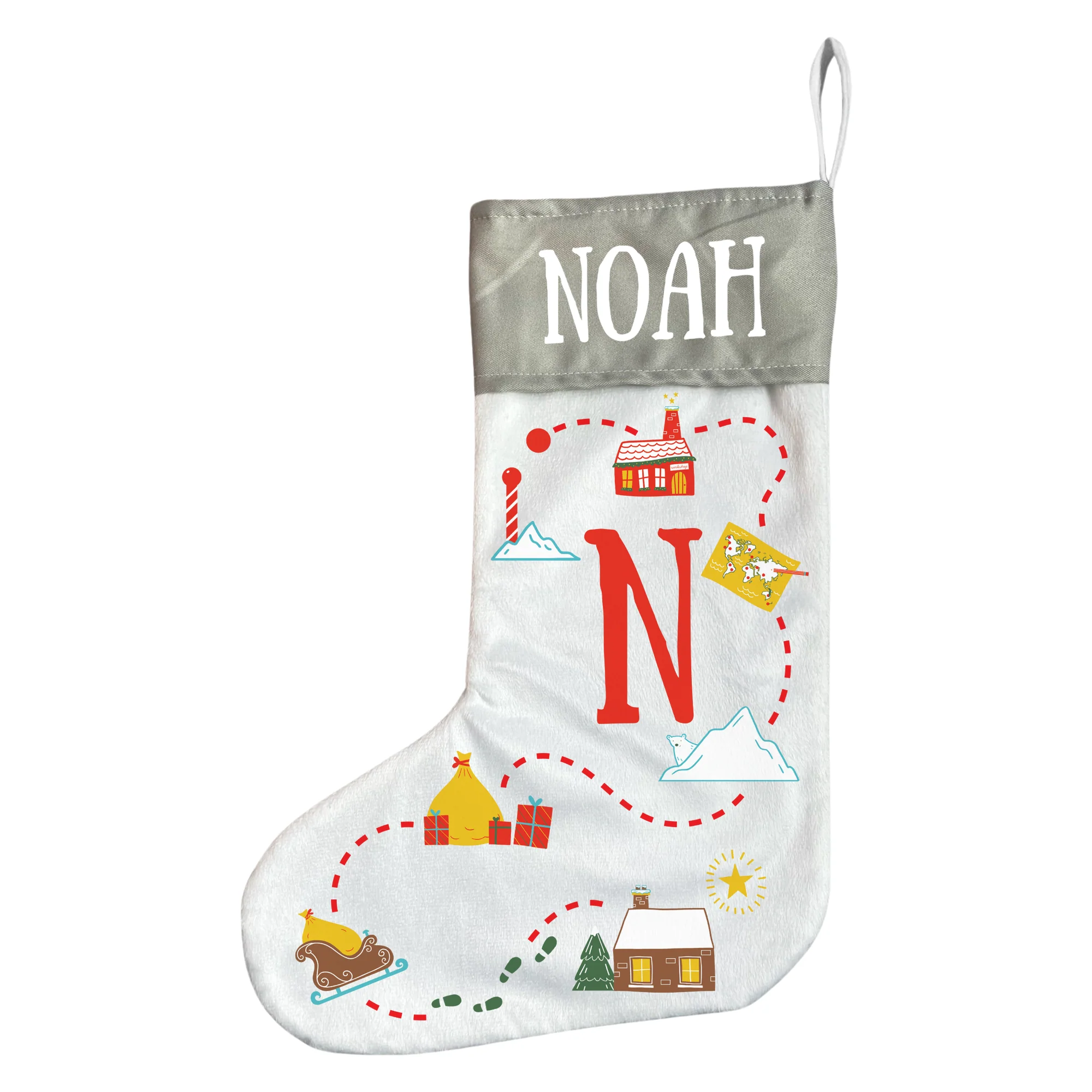 Personalised  Santa Tracker Stocking - Map Design - Image 3