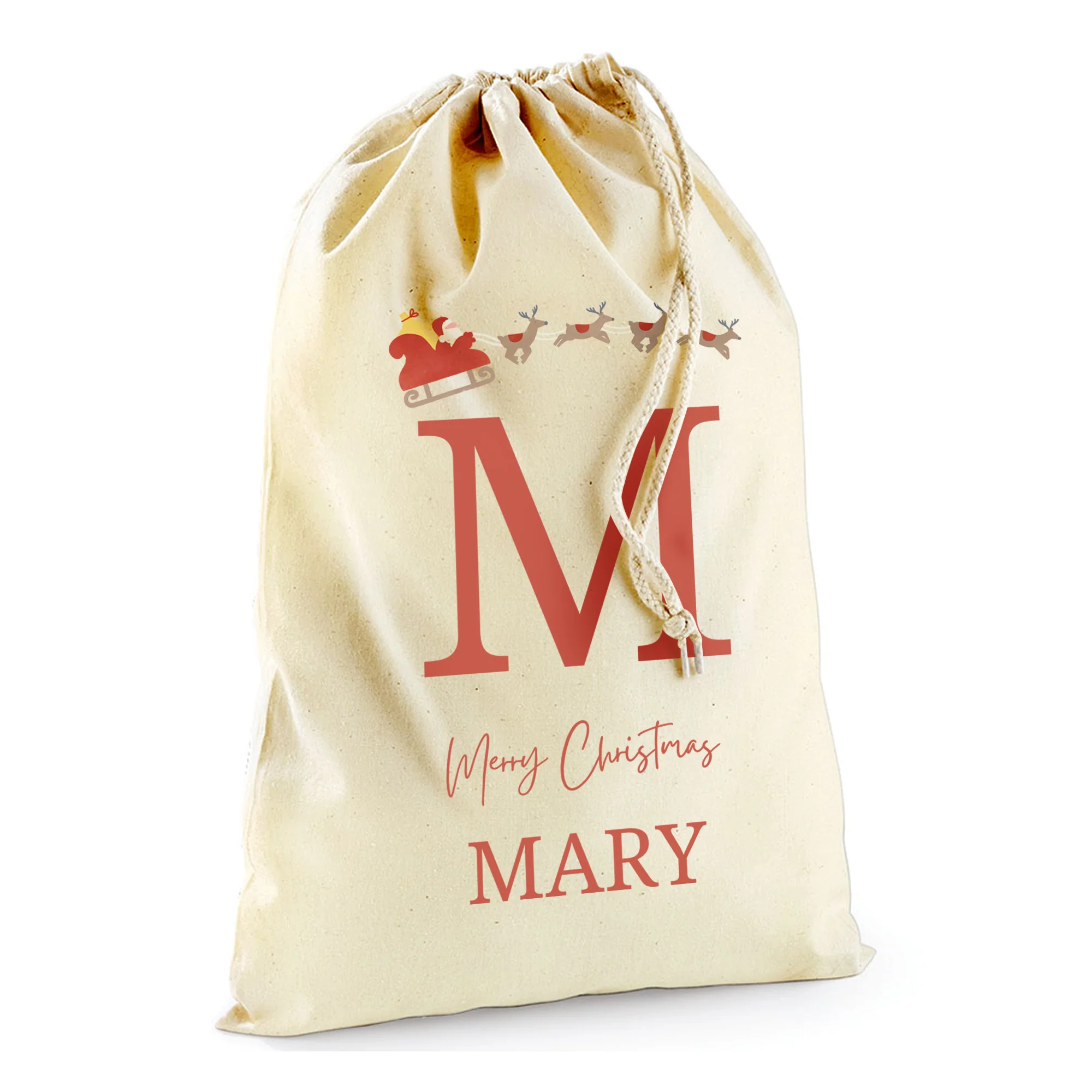 Personalised Sleigh Sack with Name for Christmas Gifts 100% Cotton - Image 3