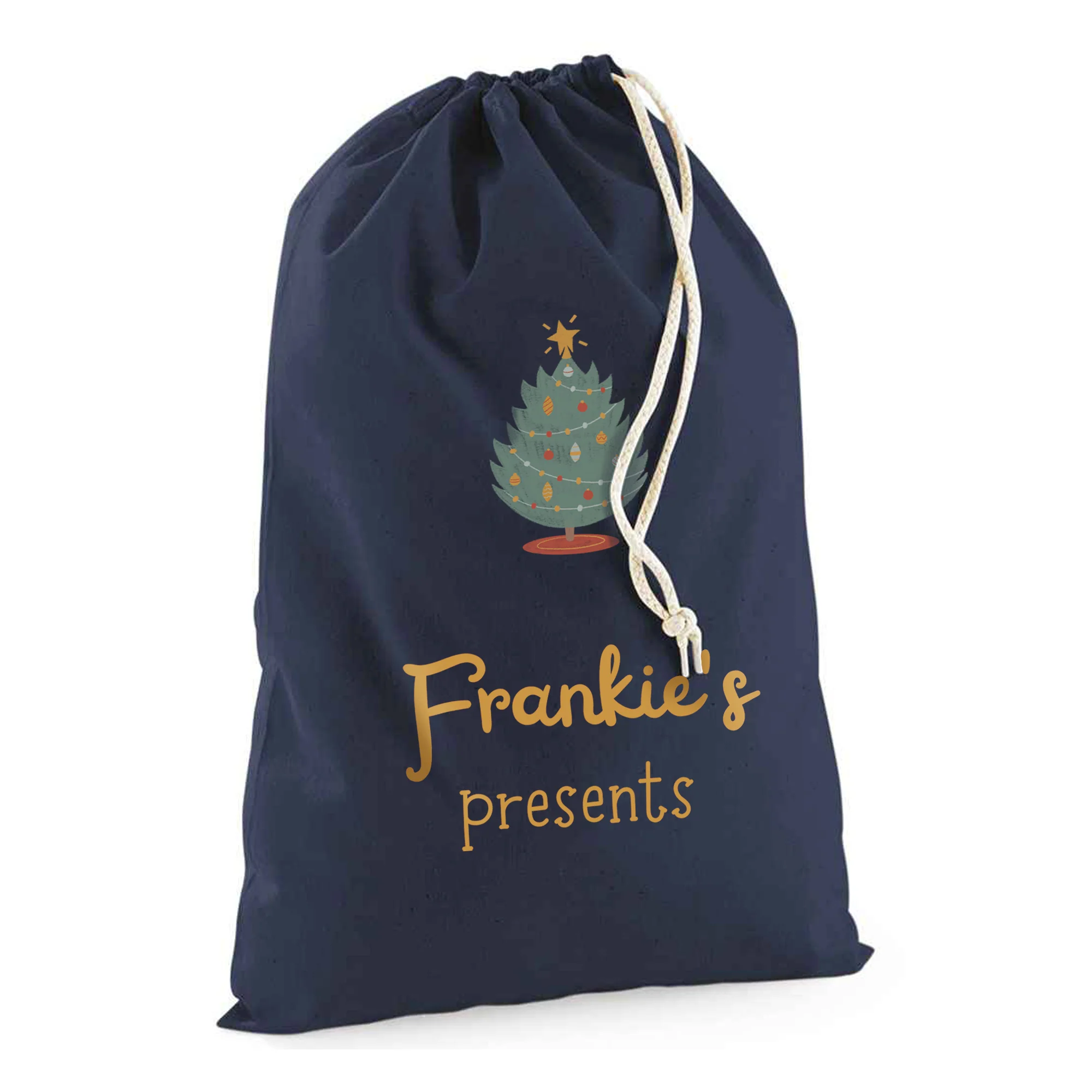 Personalised Tree Sack with Christmas Gifts 100% Cotton - Image 3