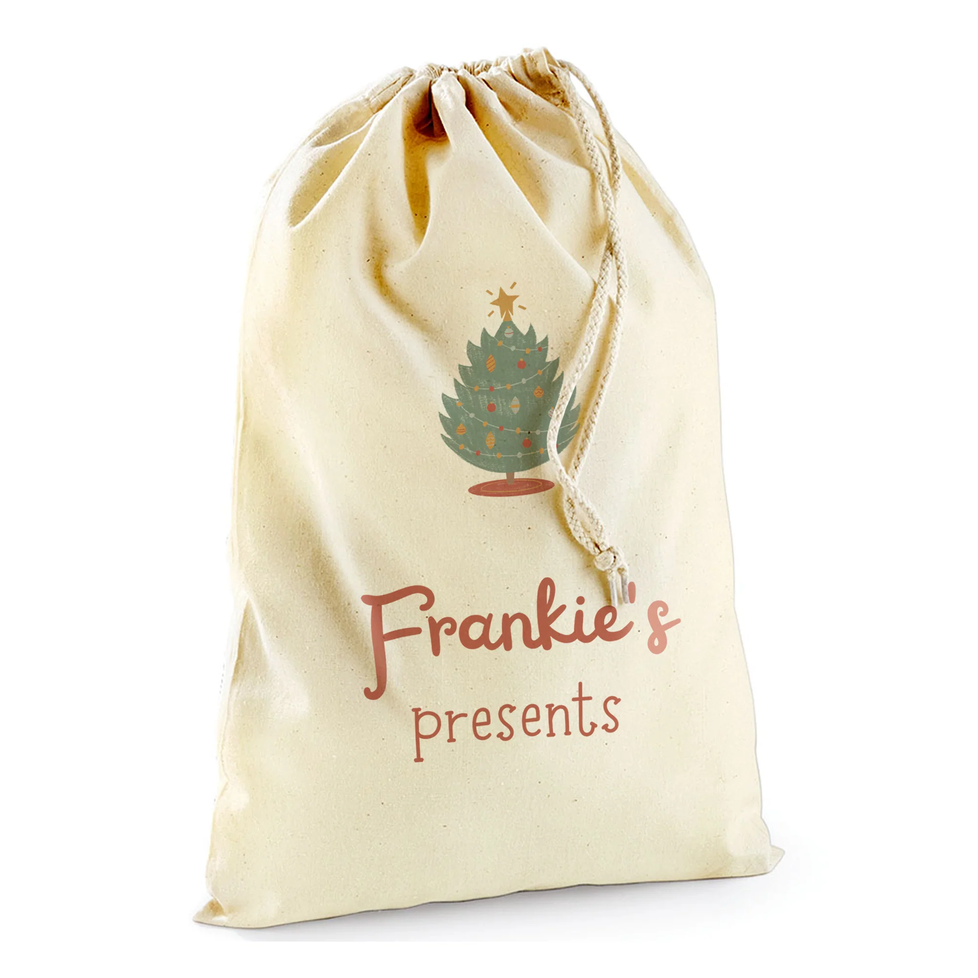 Personalised Tree Sack with Christmas Gifts 100% Cotton - Image 4