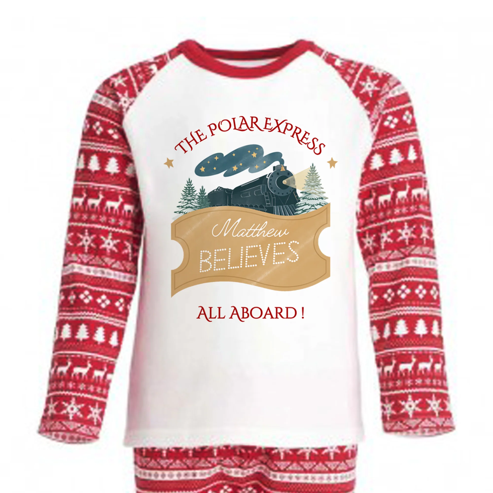 Polar Express with the Family - Personalised - Traditional Christmas Pyjamas - Image 5