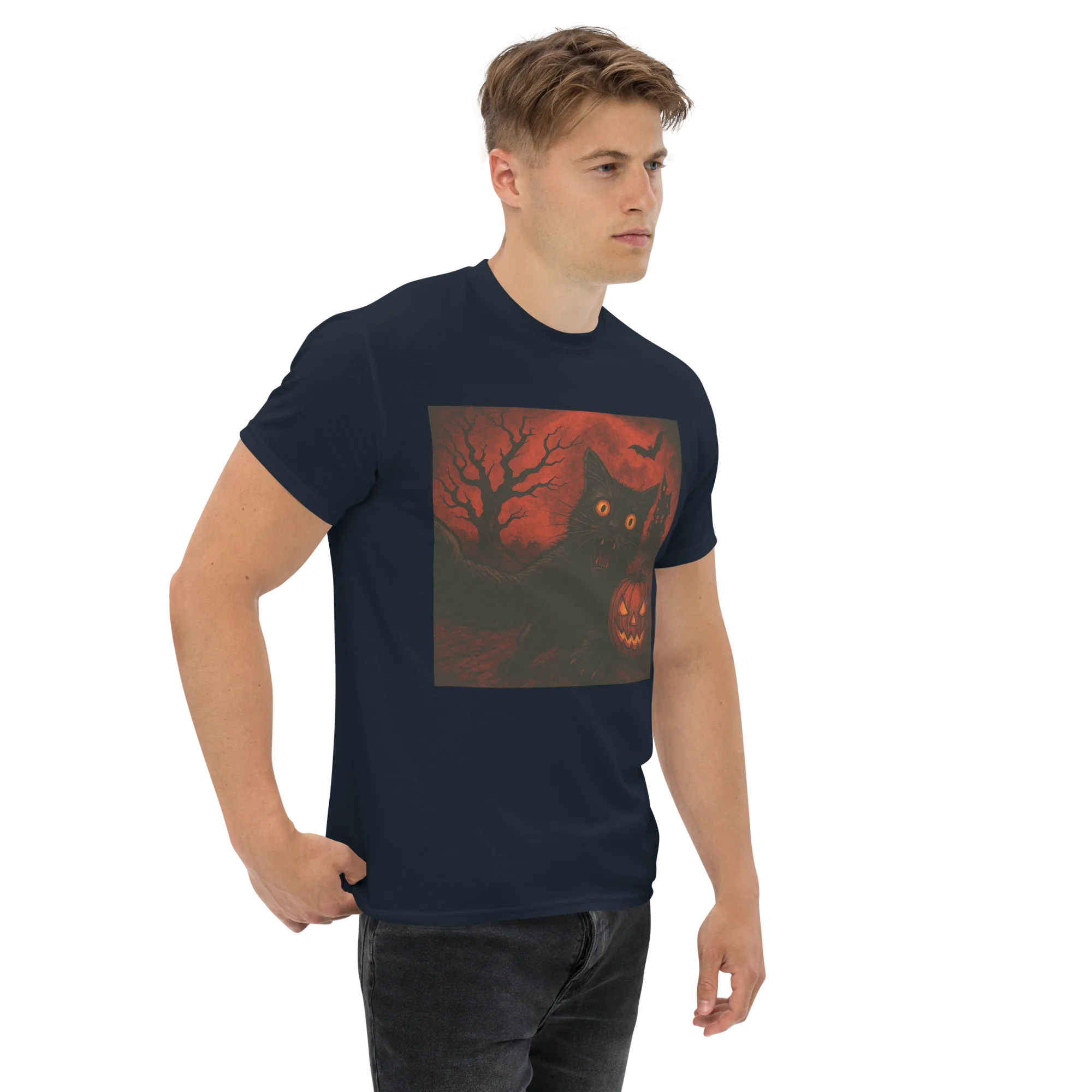 Retro Black Cat Spooky Cute Art Summerween Vibes T-Shirt - Image 5