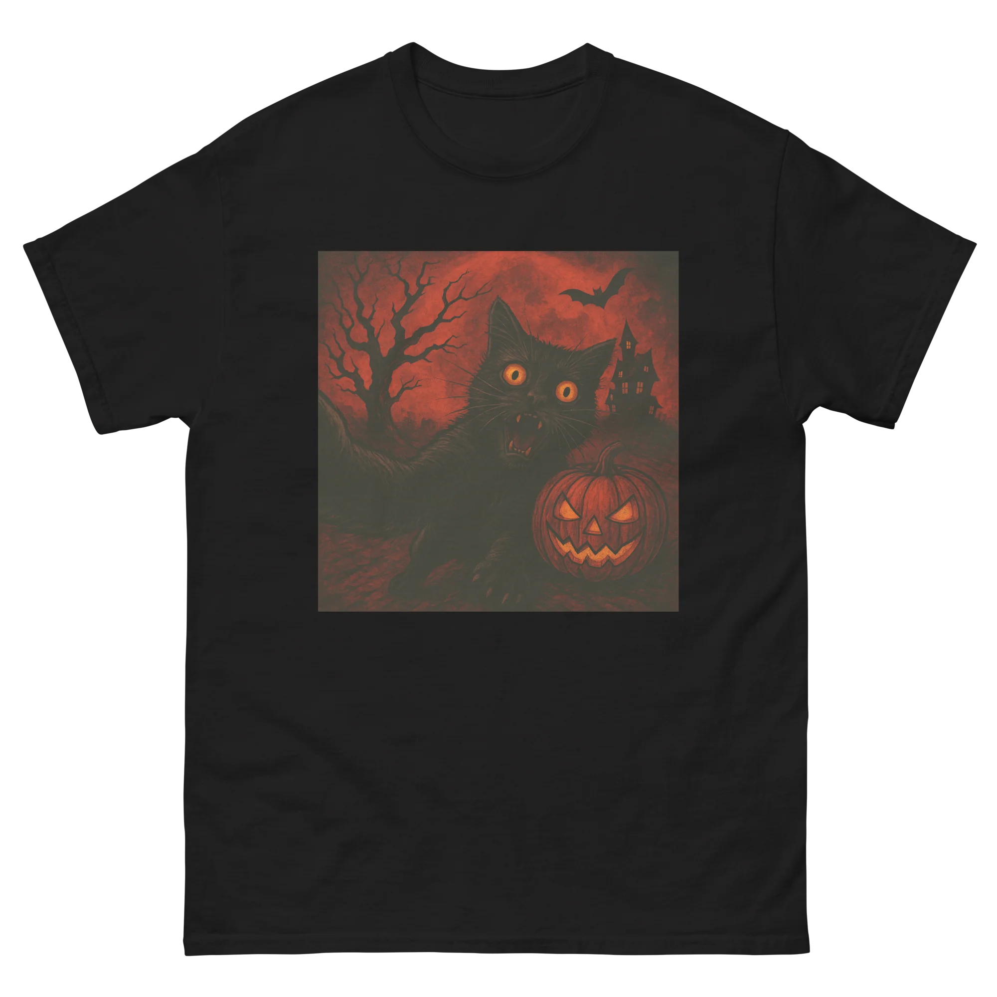 Retro Black Cat Spooky Cute Art Summerween Vibes T-Shirt - Image 7