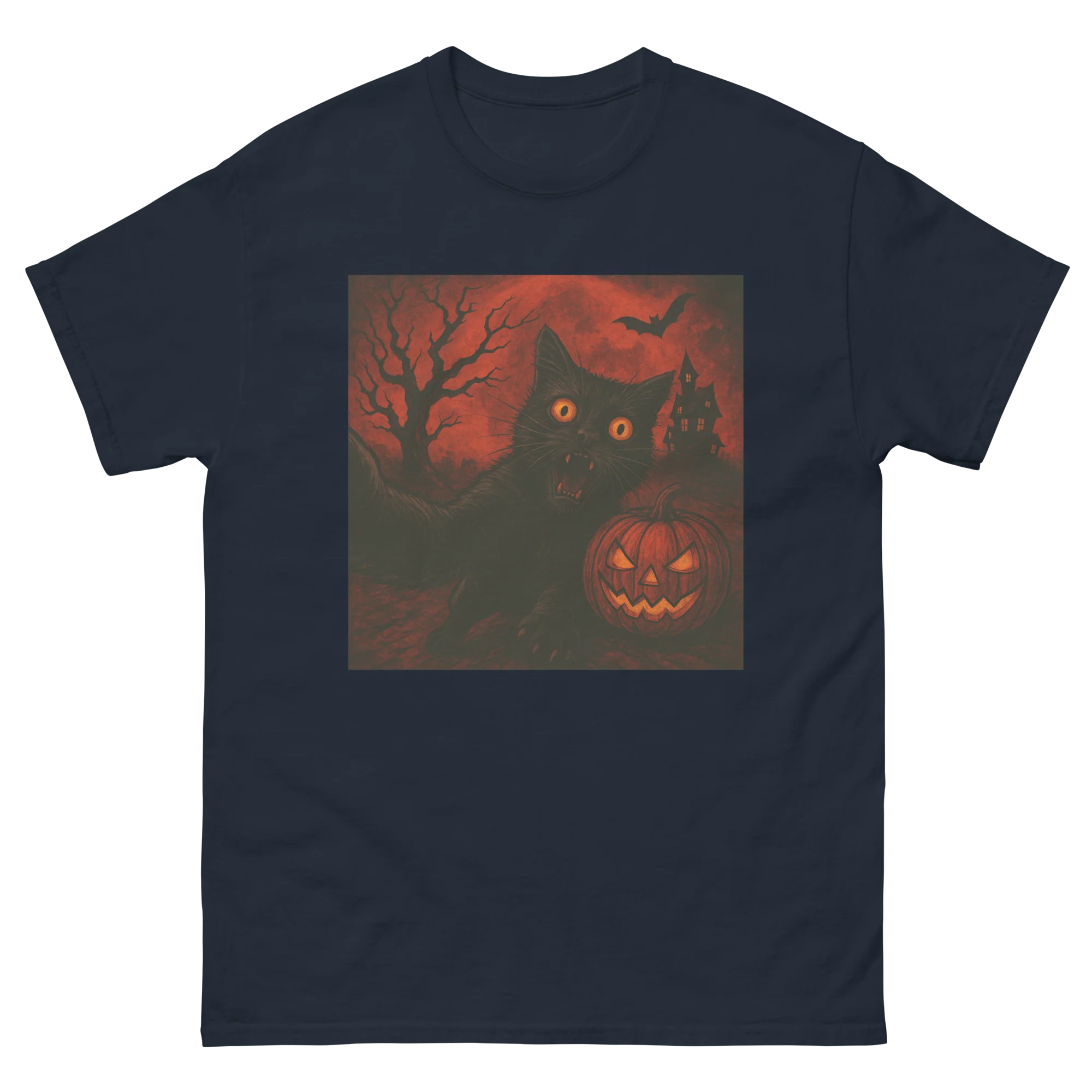 Retro Black Cat Spooky Cute Art Summerween Vibes T-Shirt - Image 8