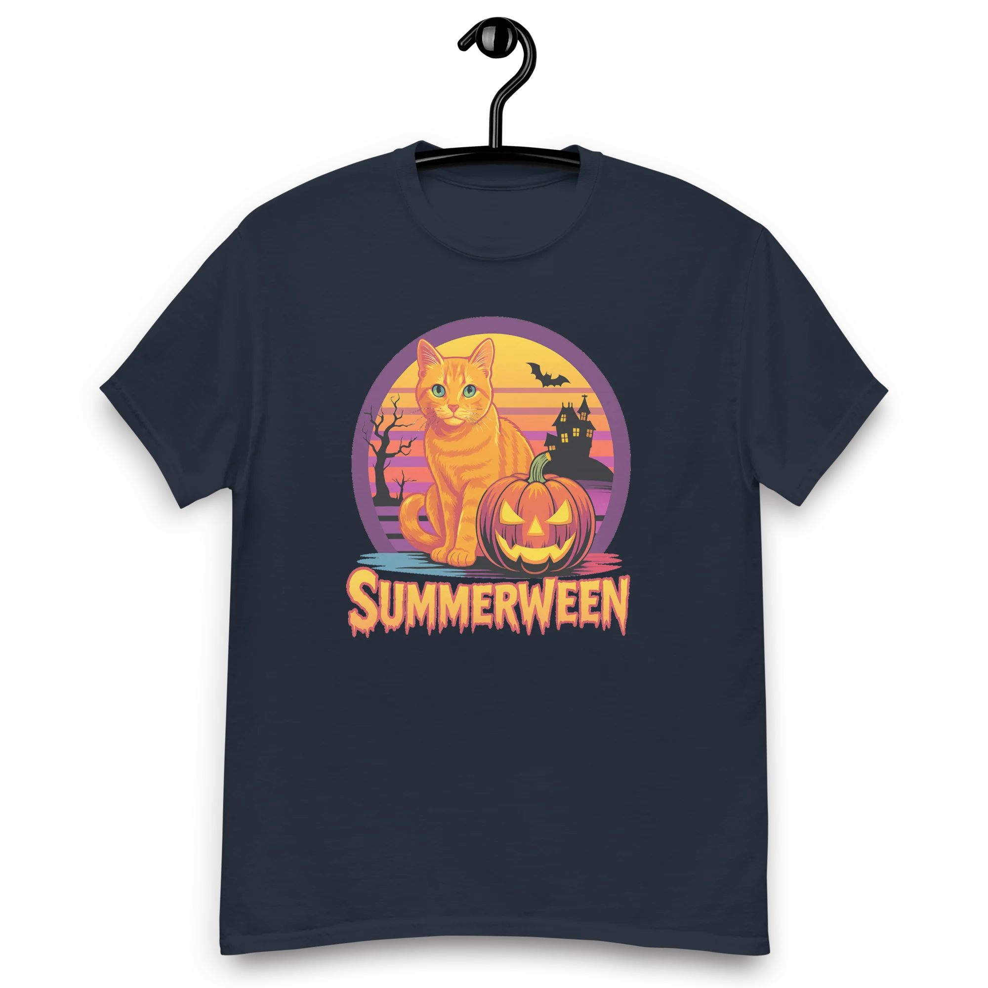 Retro Orange Cat Spooky Cute Art Summerween Vibes T-Shirt - Image 10