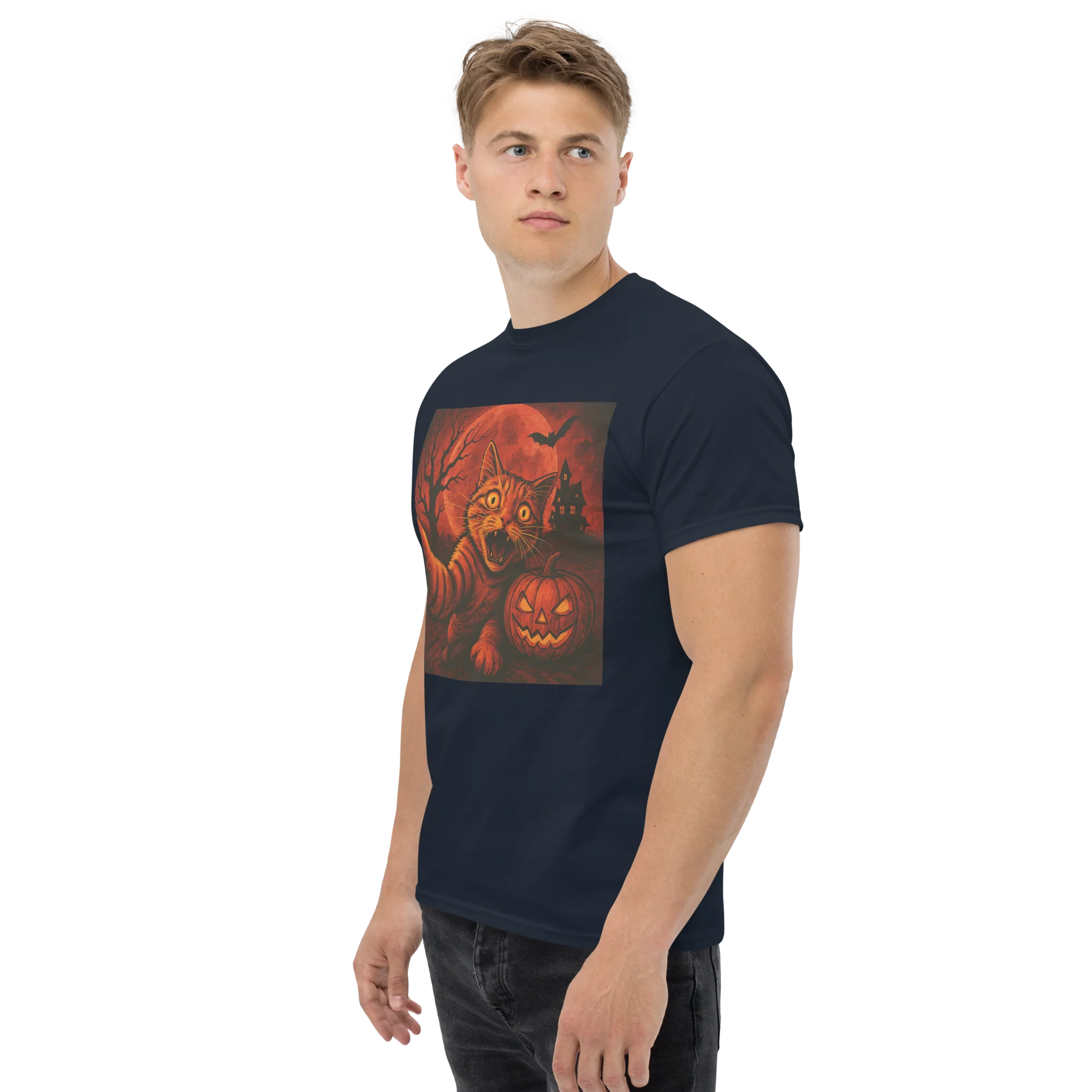 Retro orange Cat Spooky Cute Art Summerween Vibes T-Shirt - Image 6