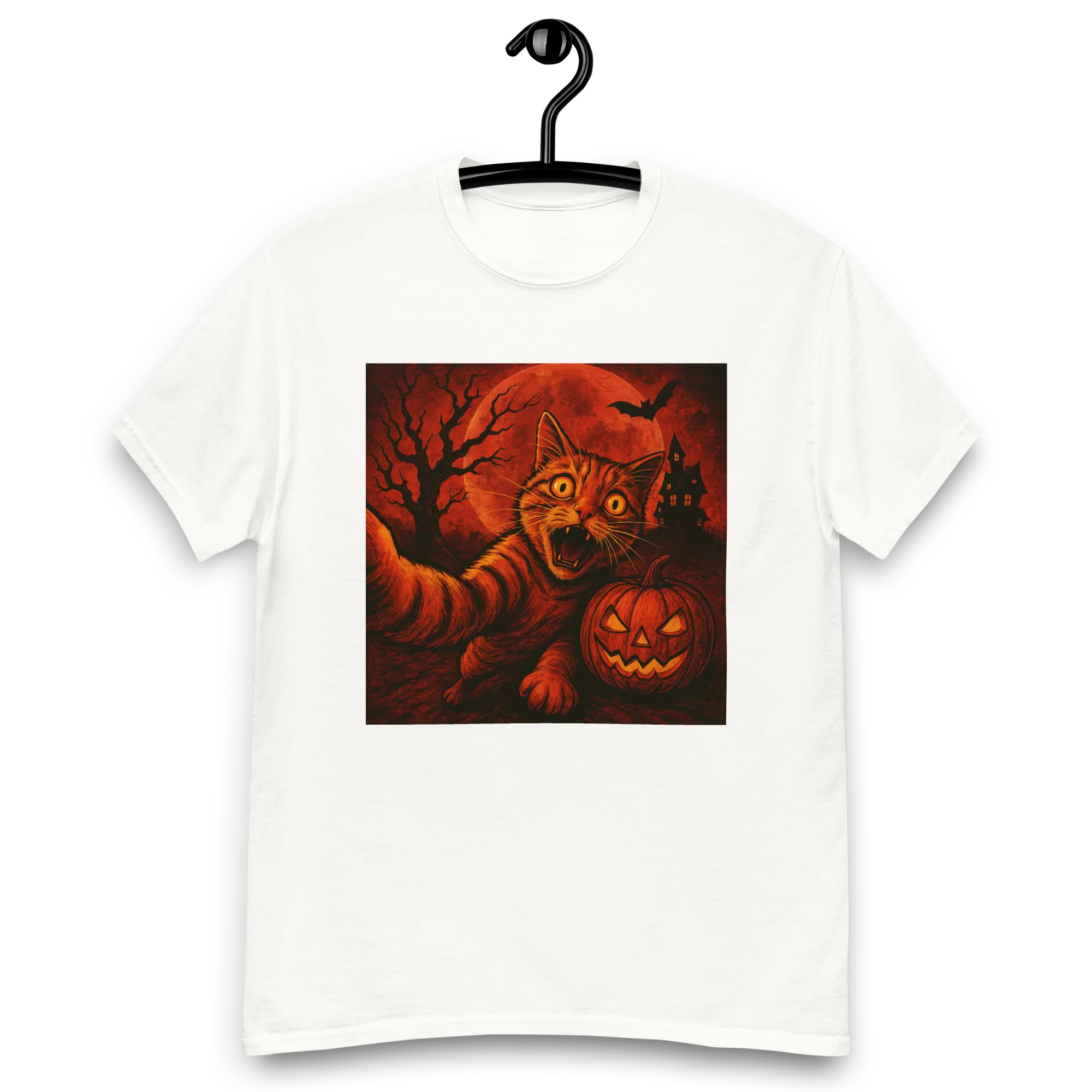 Retro orange Cat Spooky Cute Art Summerween Vibes T-Shirt - Image 7